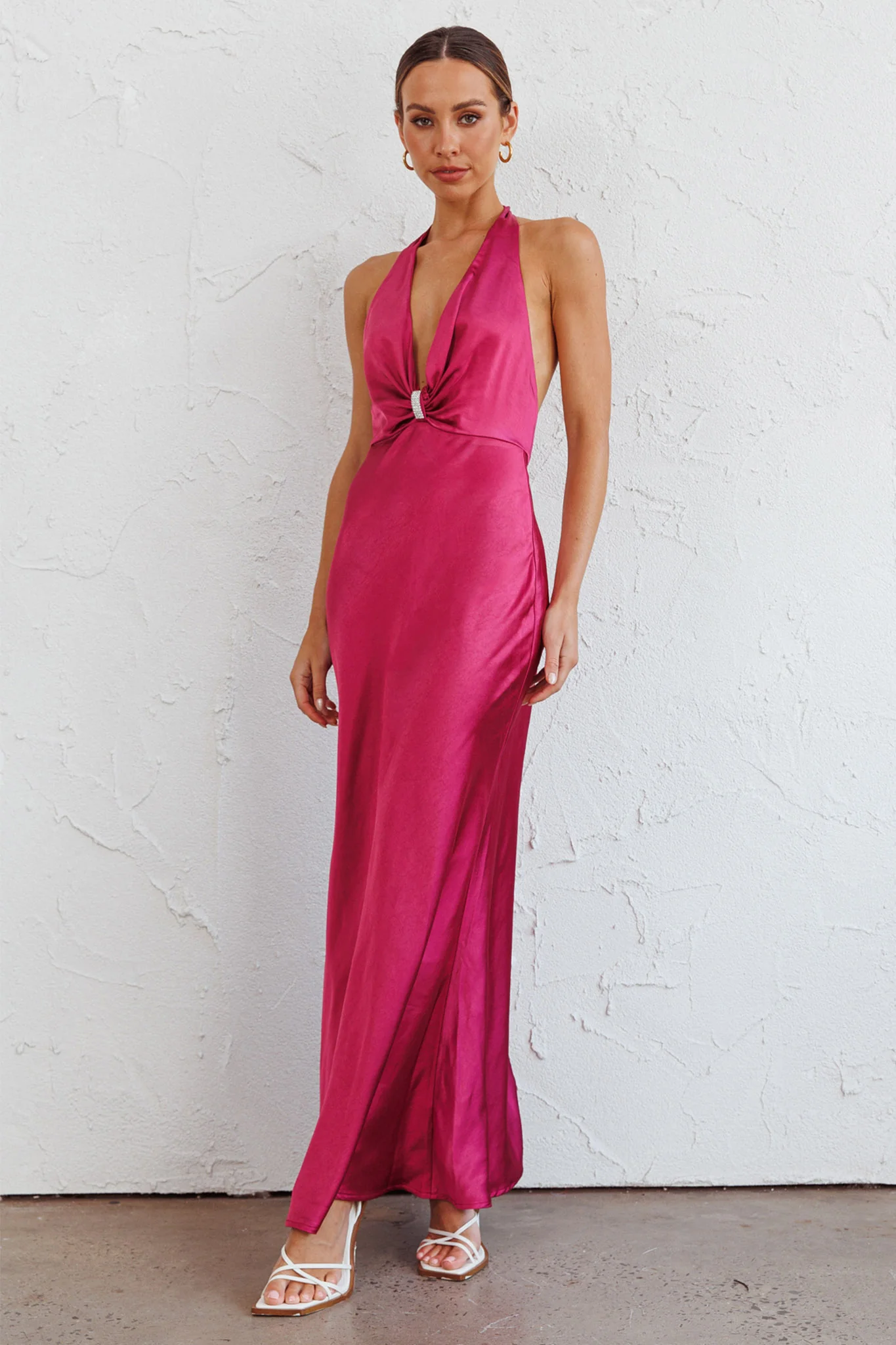 Oasis Diamante Halterneck Maxi Dress Fuchsia - Image 6