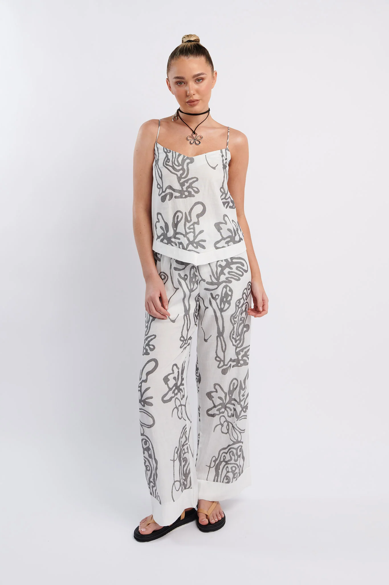 Oceania Cami Strap Top Print White - Image 3