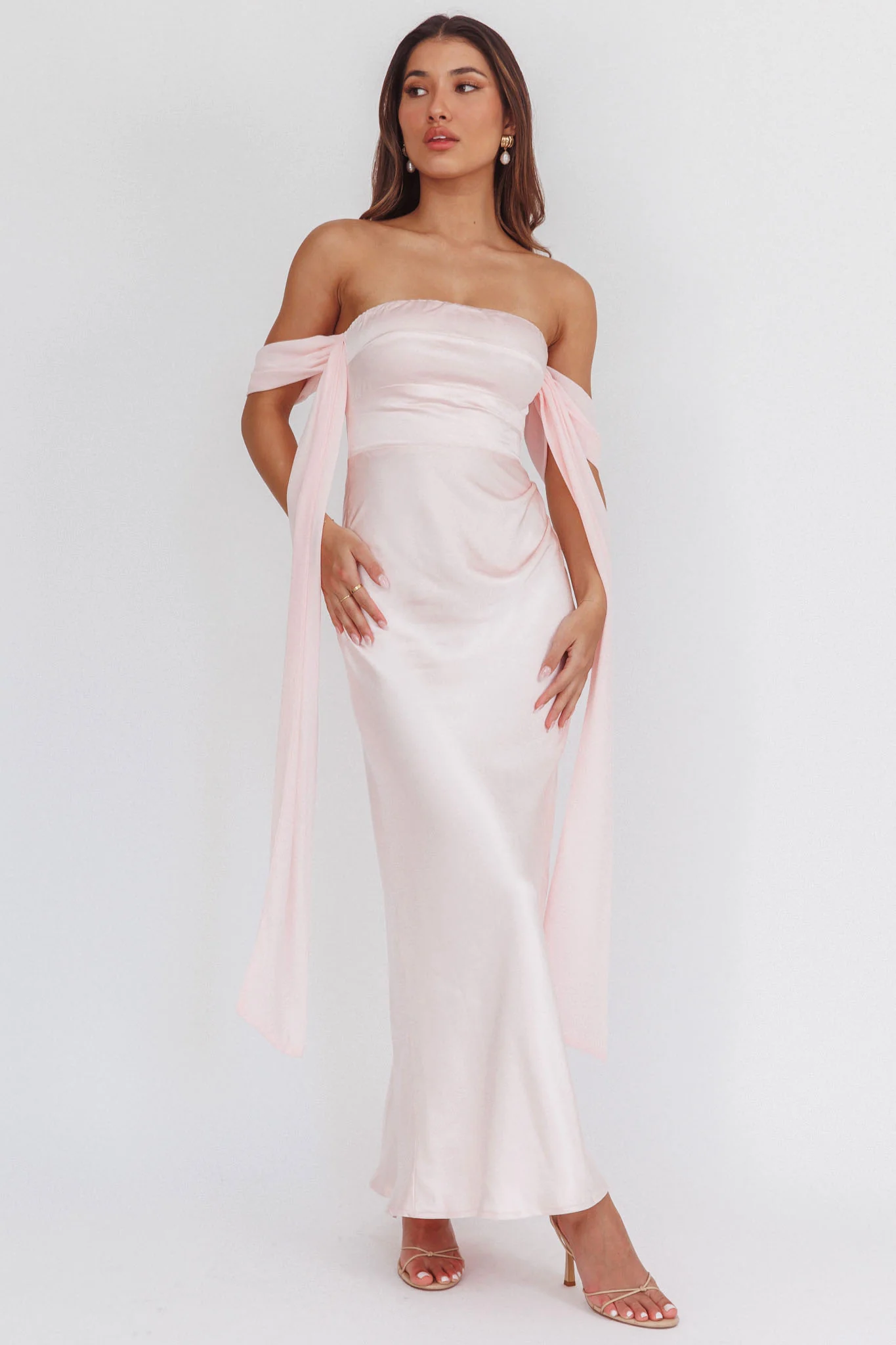 Odayah Draped Sleeve Maxi Dress Pink - Image 4