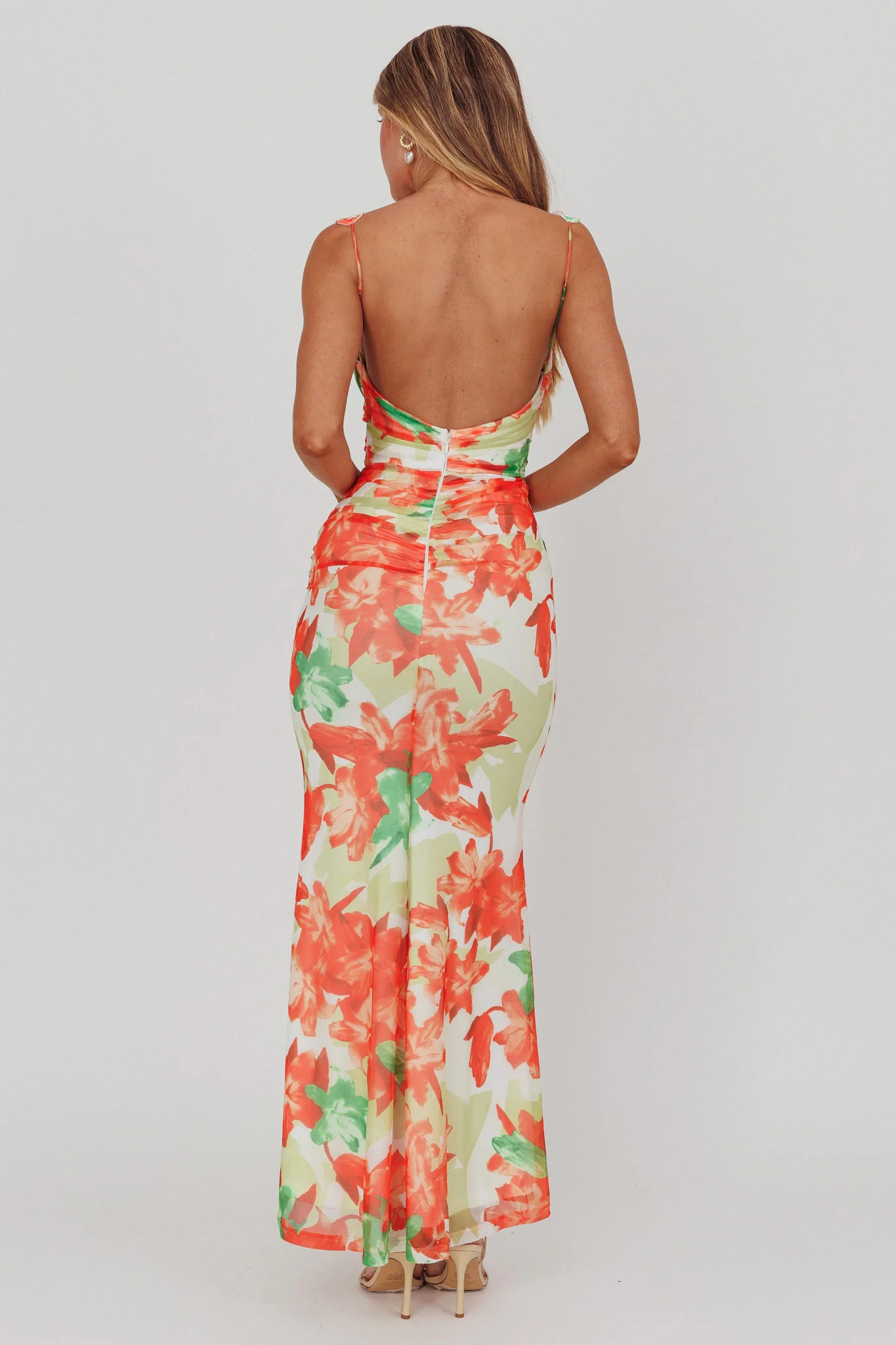 Odelia Sweetheart Mermaid Maxi Dress Print Red - Image 2