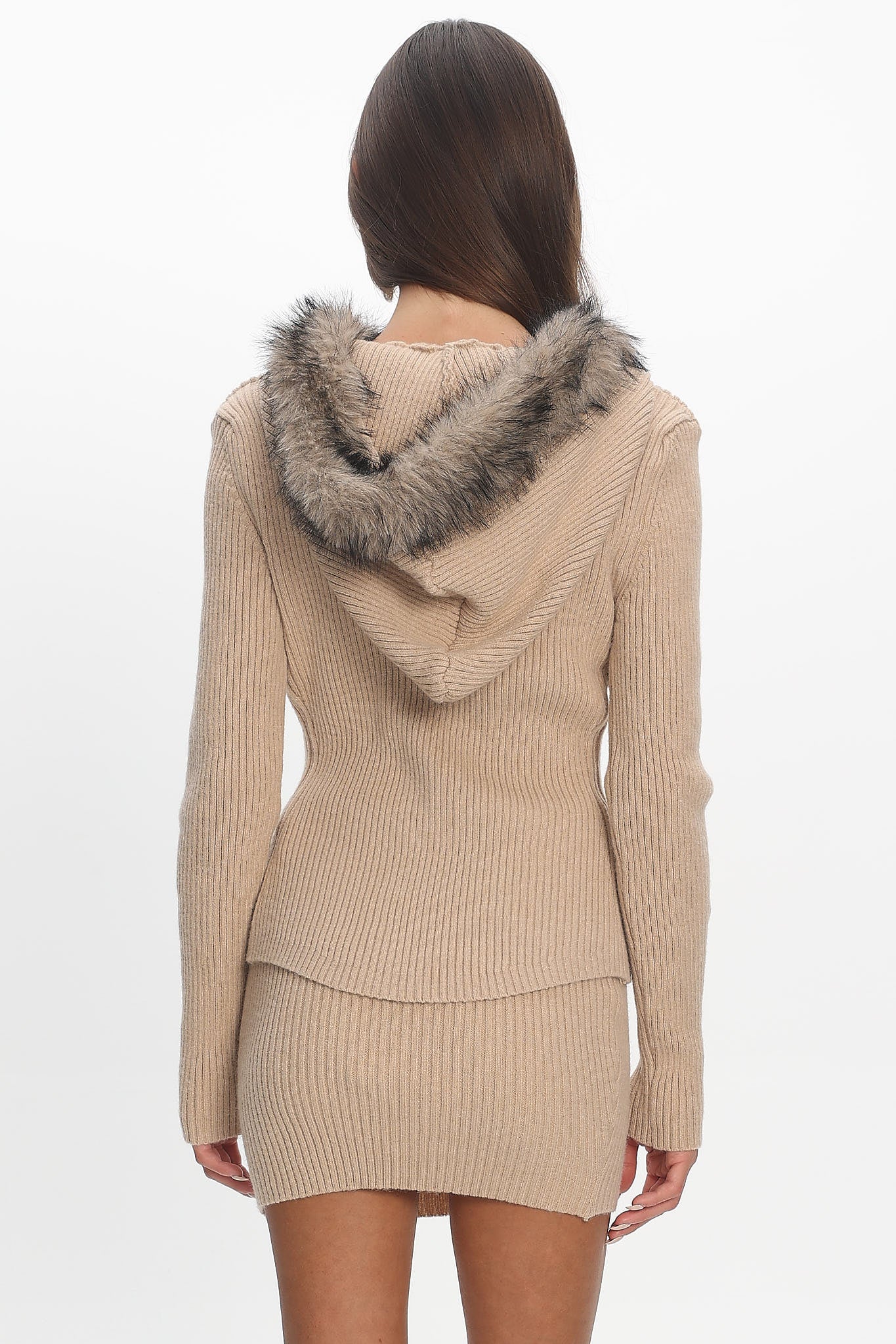 Odetta Ribbed Knit Mini Skirt Sand - Image 5