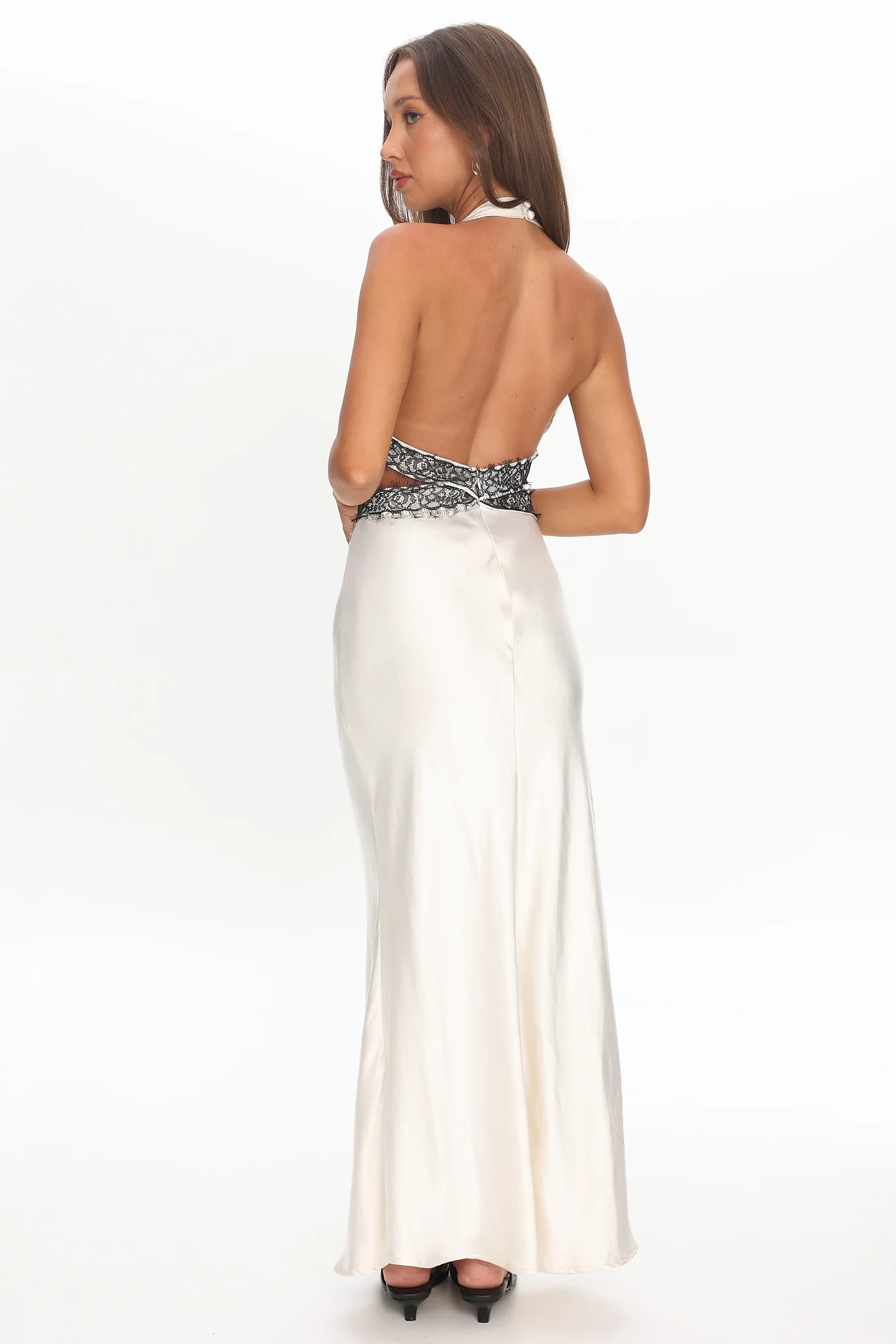 Of Your Dreams Cut-Out Halter Dress Oyster - Image 3