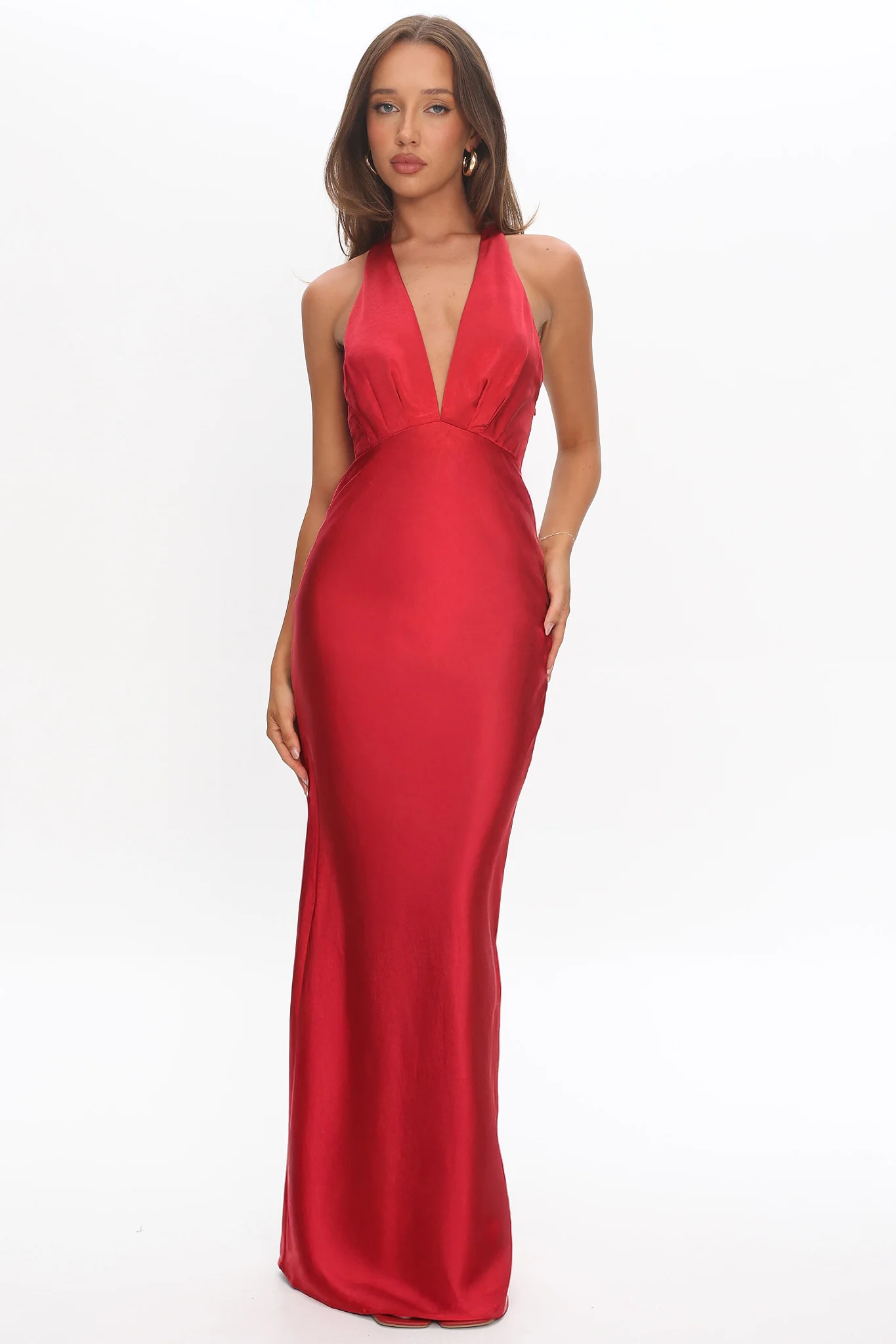 Of Your Dreams Rose Accent Halter Dress Red - Image 5