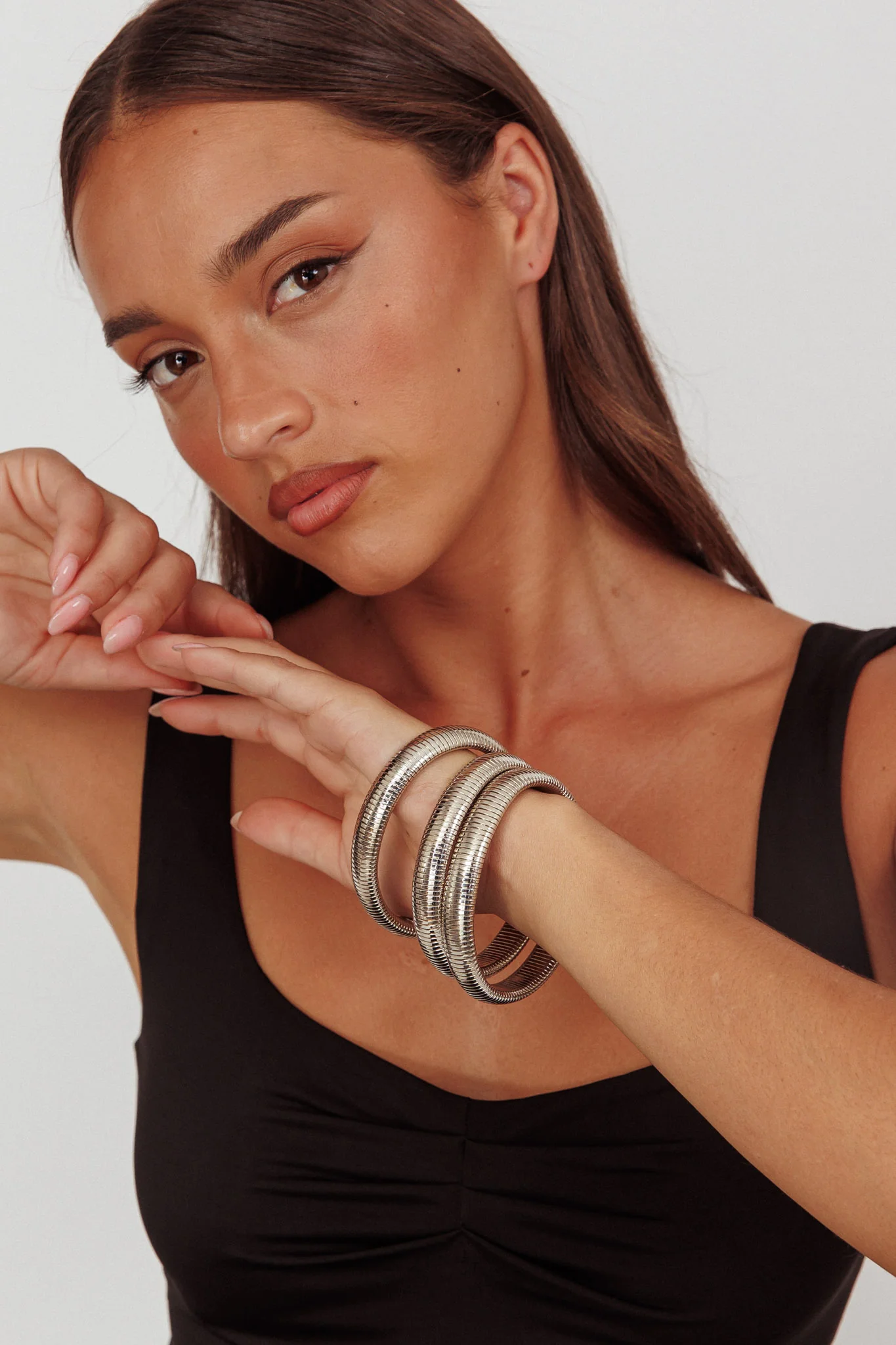 Oliver Stretch Bangles Set Dark Silver - Image 2