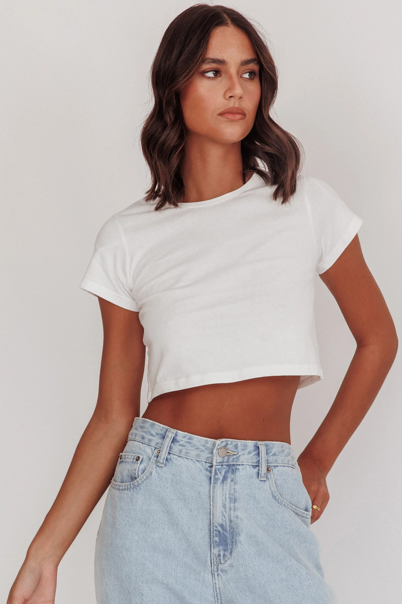 Olly Cropped Baby Tee White - Image 6