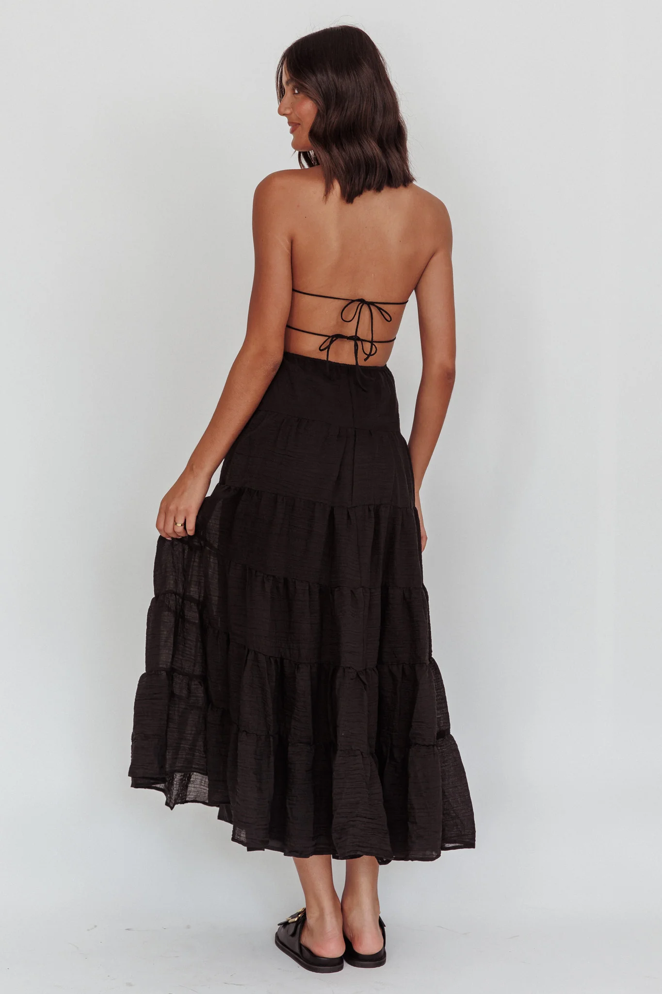 On A High Open Back Maxi Dress Black - Image 3