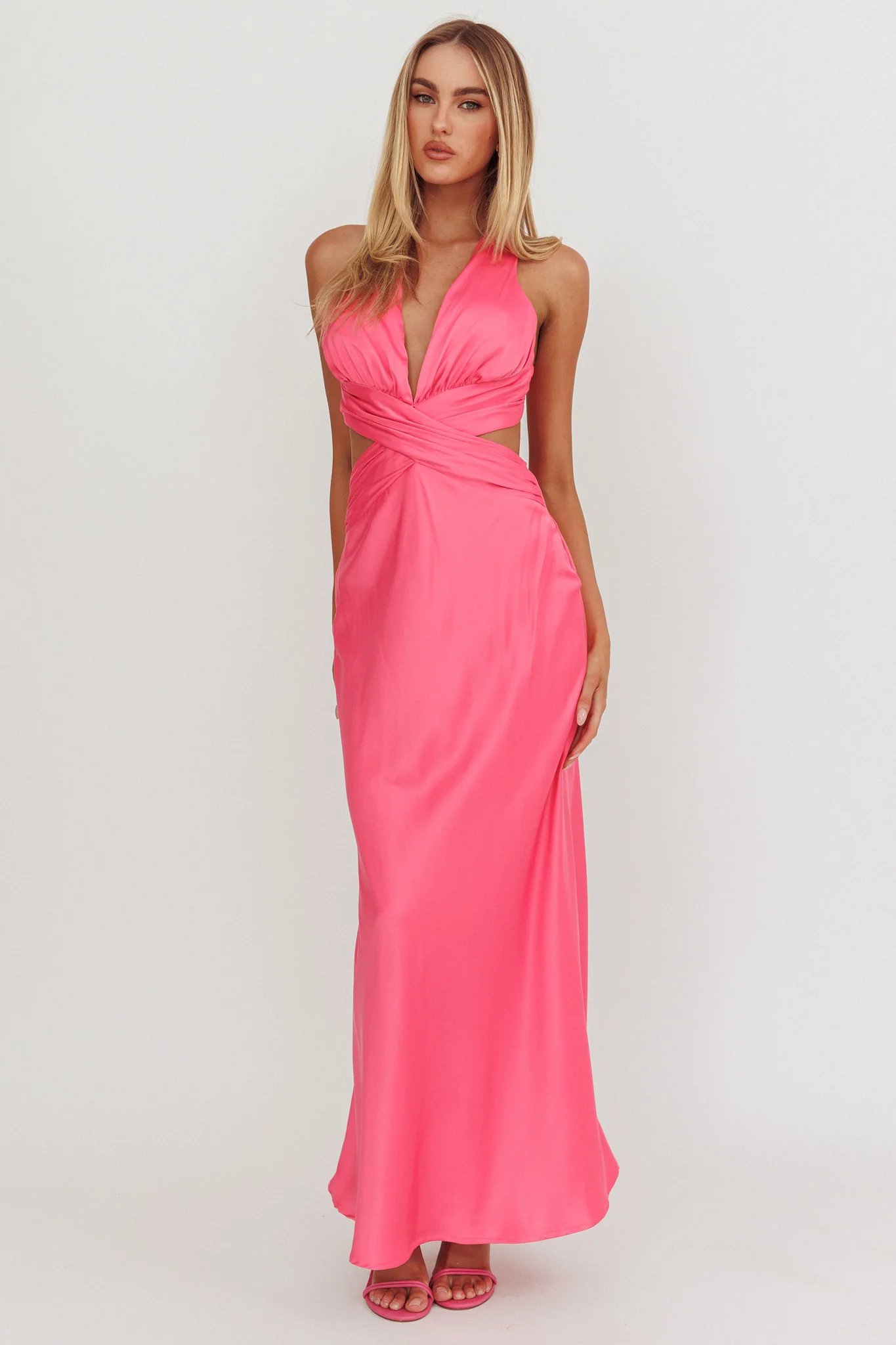 On And On Crossover Cut-Out Maxi Dress Hot Pink - Image 5