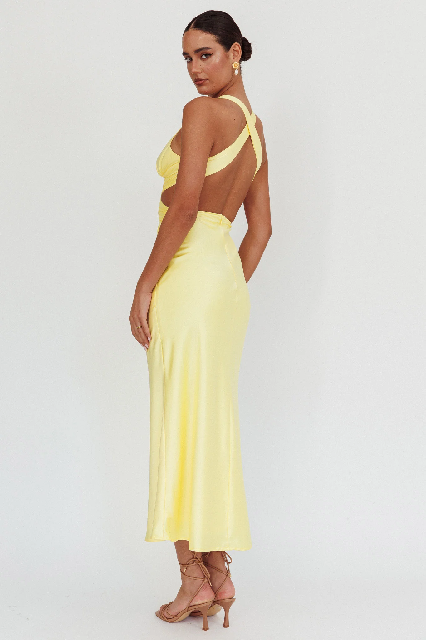 On And On Crossover Cut-Out Maxi Dress Lemon - Image 2