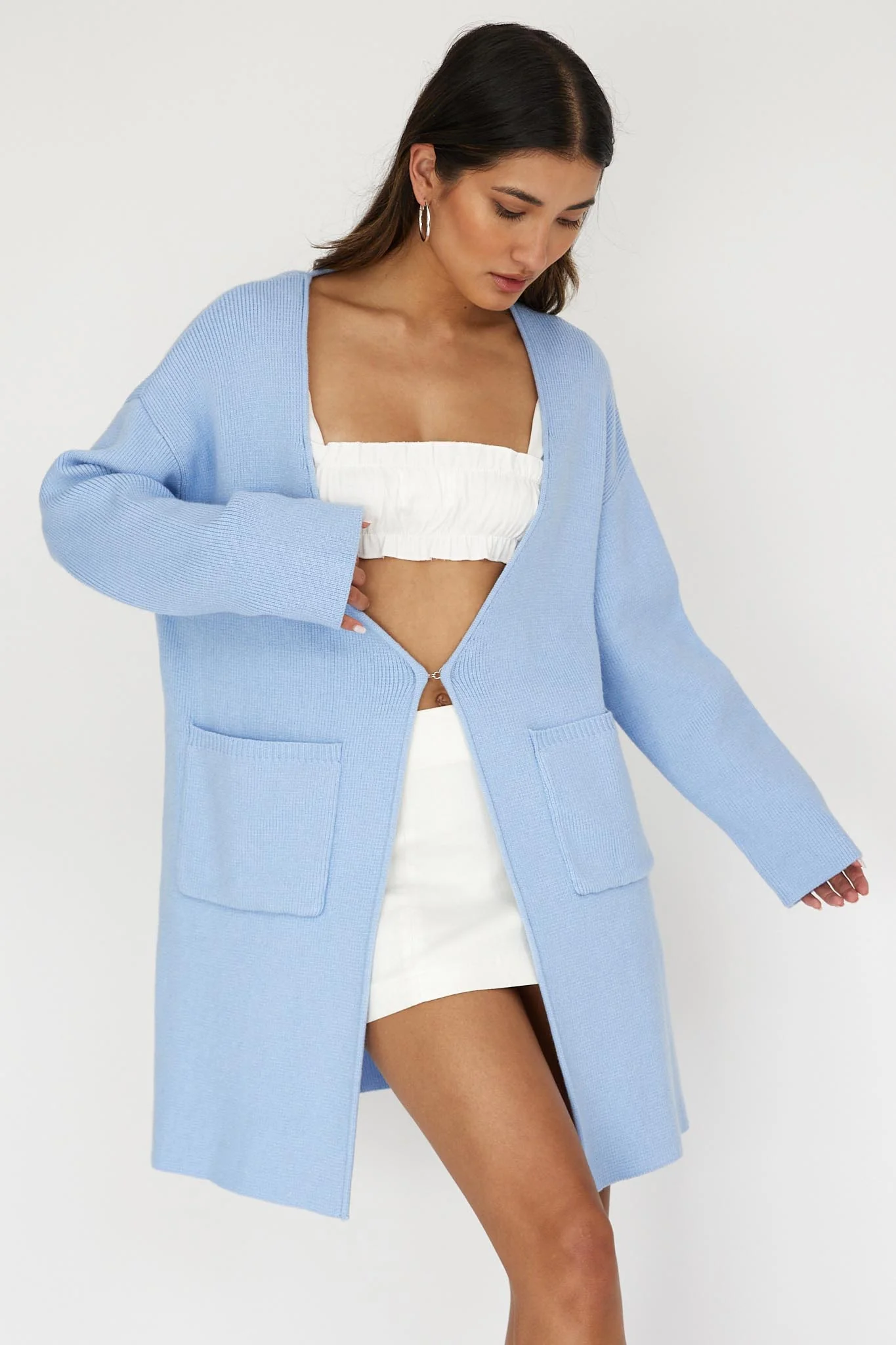 On Point Pocket Cardigan Blue - Image 5