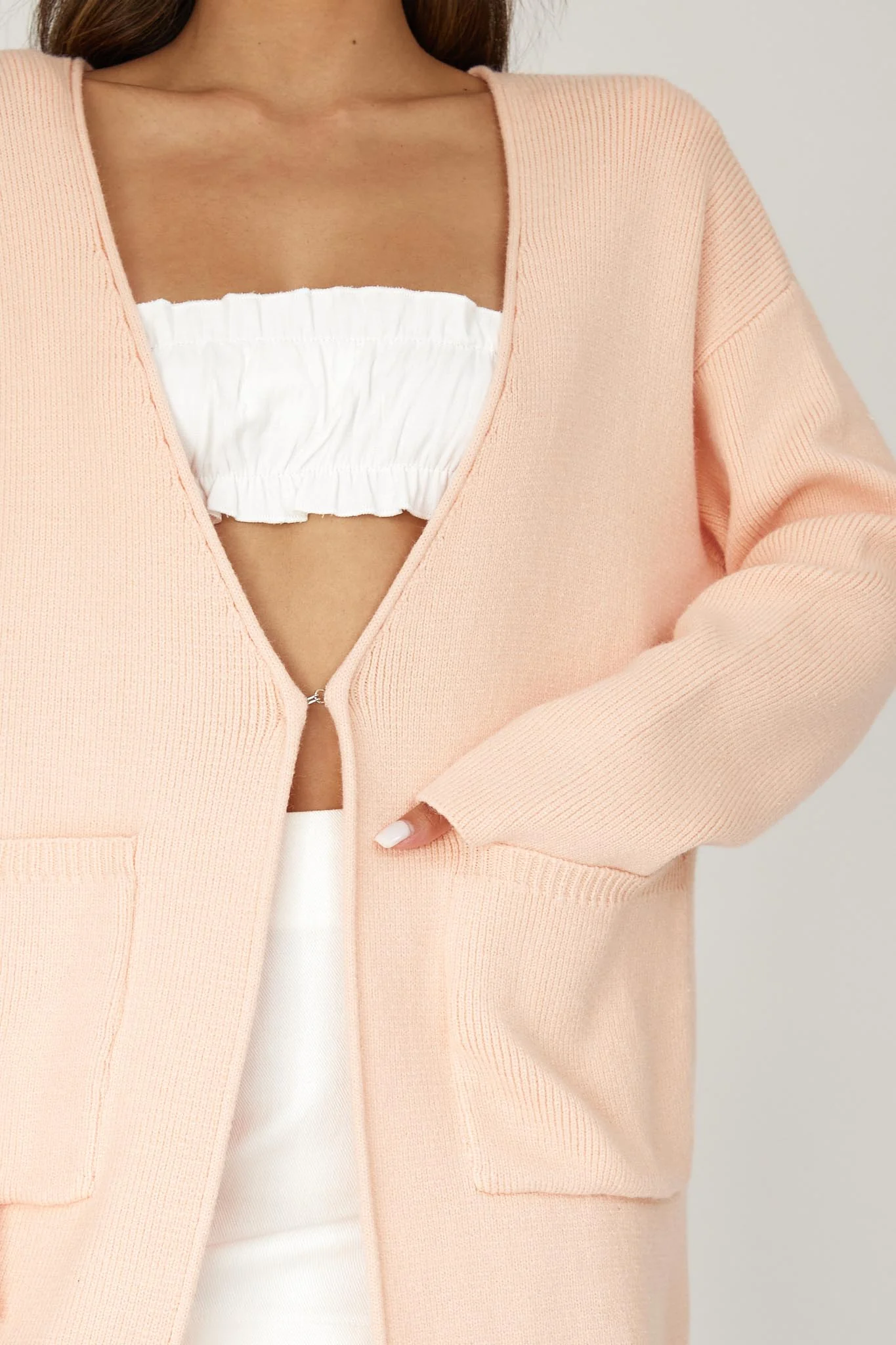 On Point Pocket Cardigan Pink - Image 4