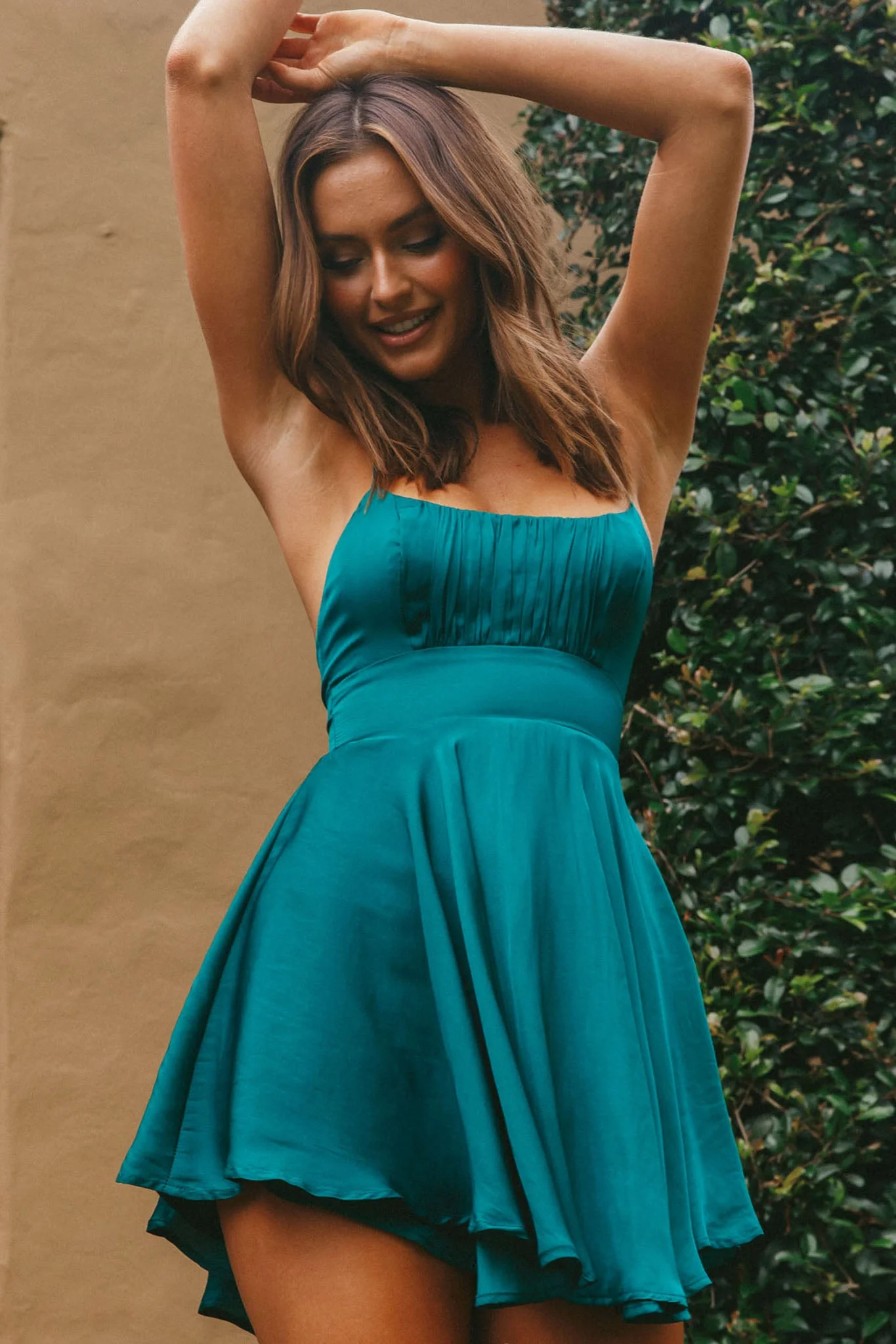One Sweet Day Gathered Bust A-Line Dress Forest Green - Image 8