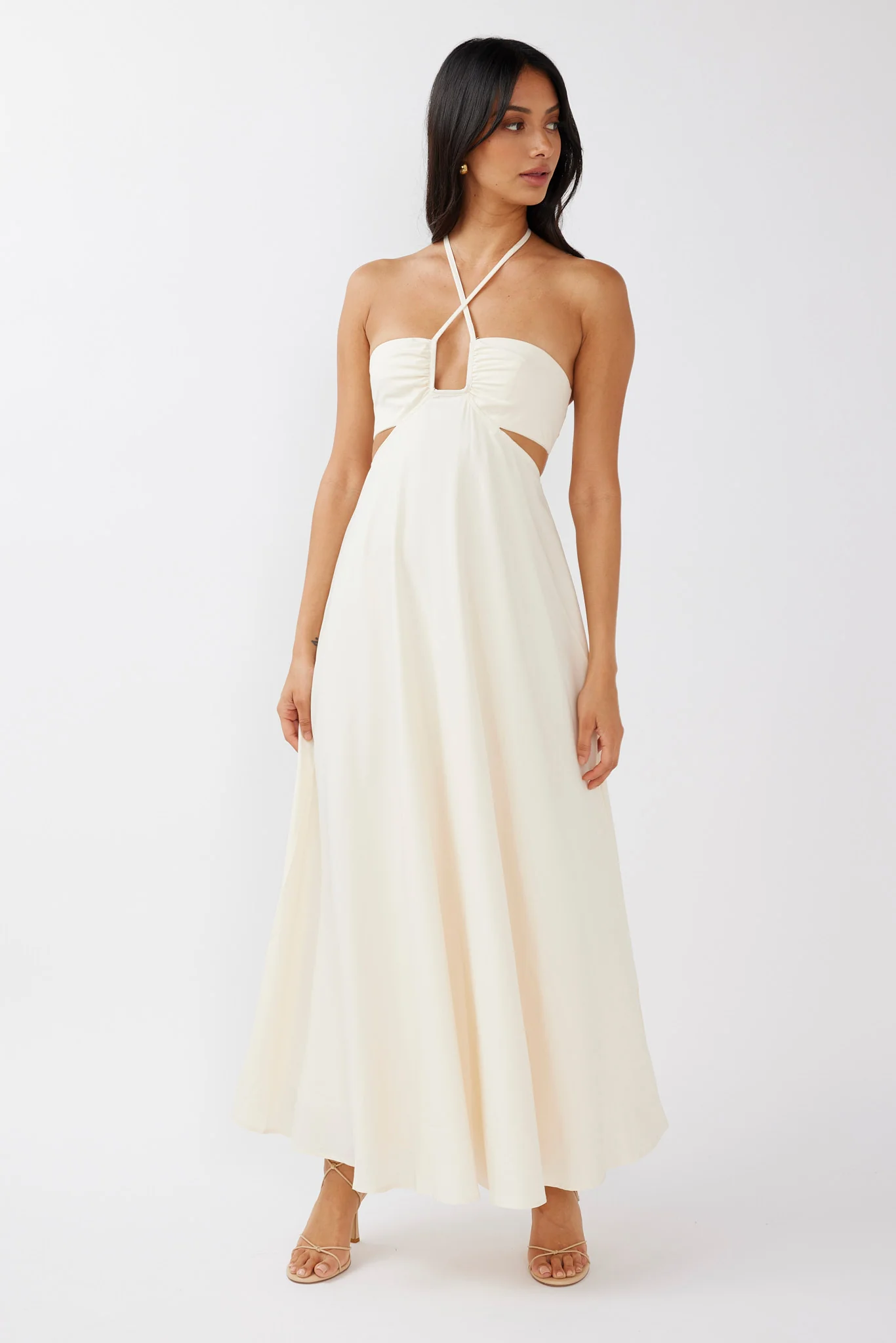 Onika Cut-Out Tied Back Maxi Dress Butter - Image 11