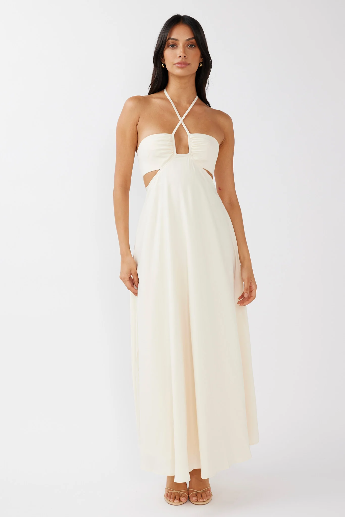 Onika Cut-Out Tied Back Maxi Dress Butter - Image 9