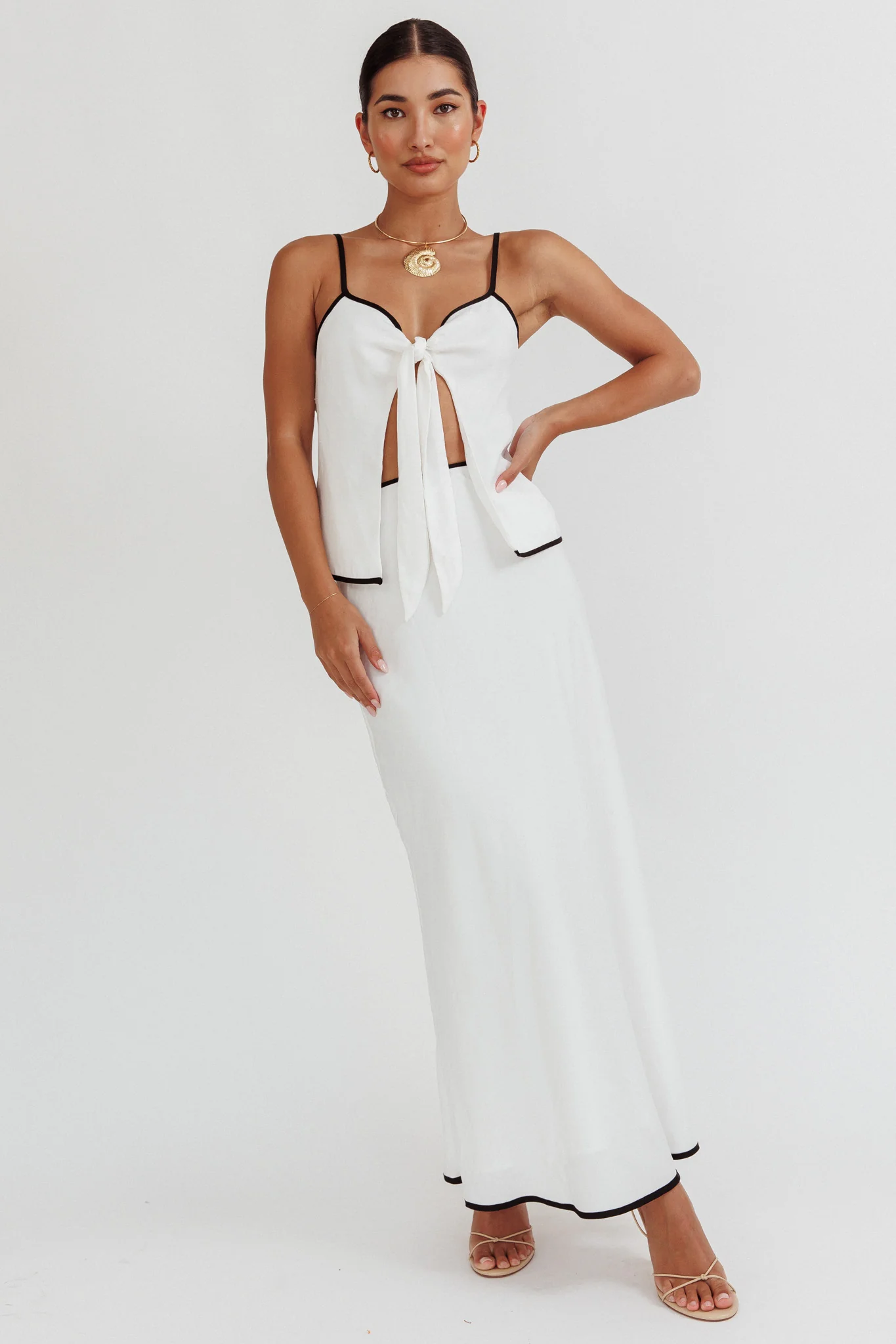 Only One Tie Front Top White - Image 3