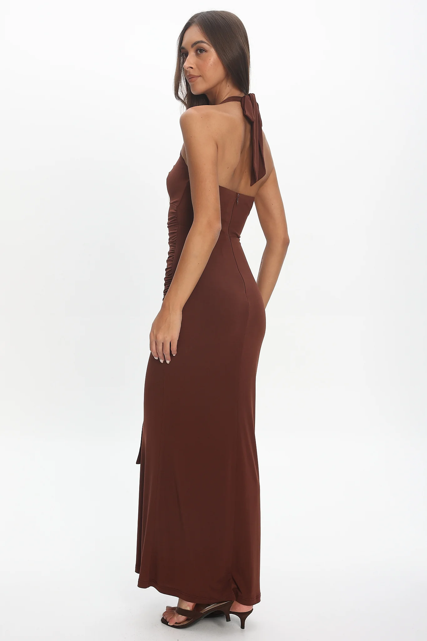 Opera Drape Bust Maxi Dress Chocolate - Image 4
