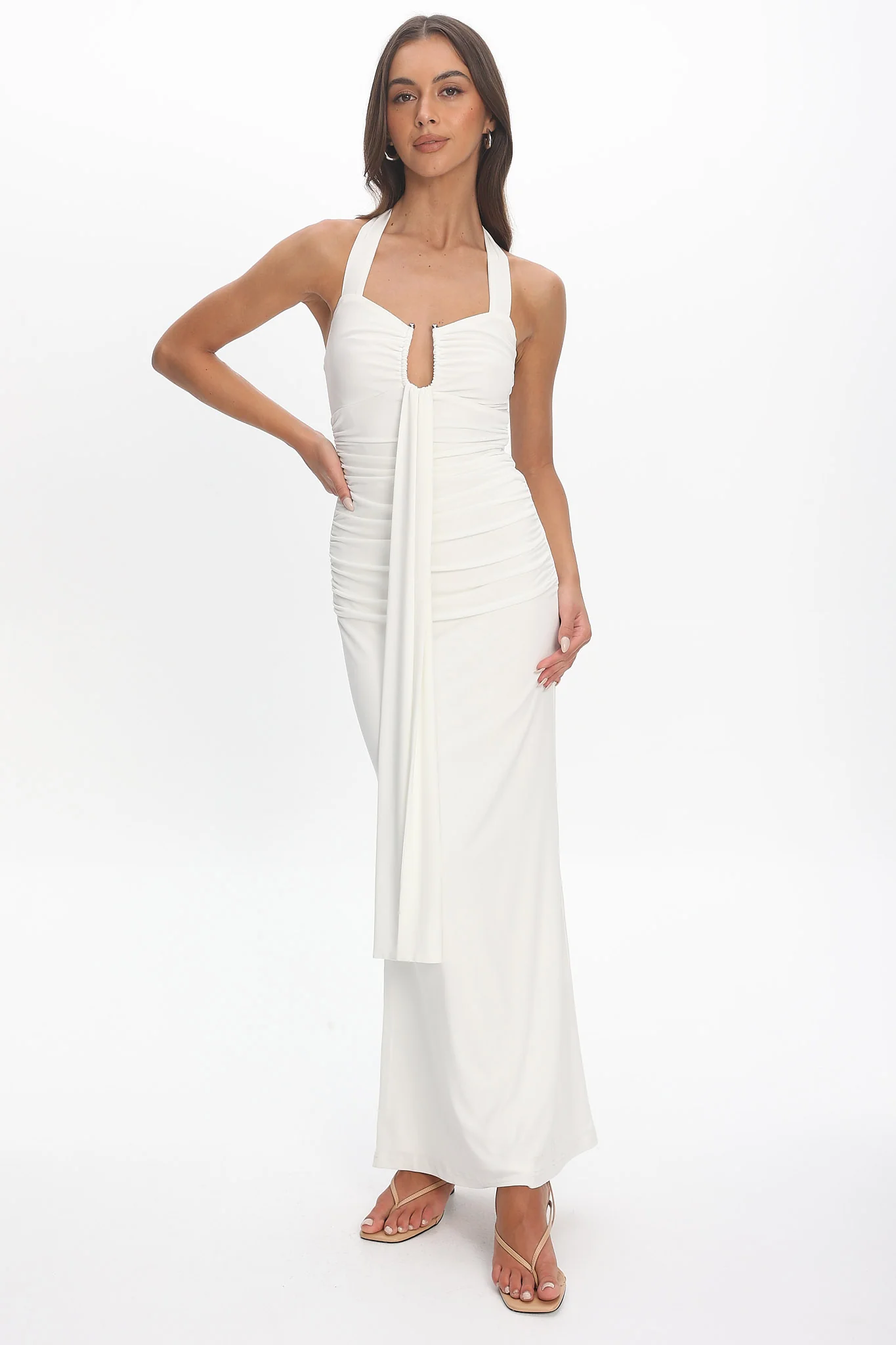 Opera Drape Bust Maxi Dress White - Image 2