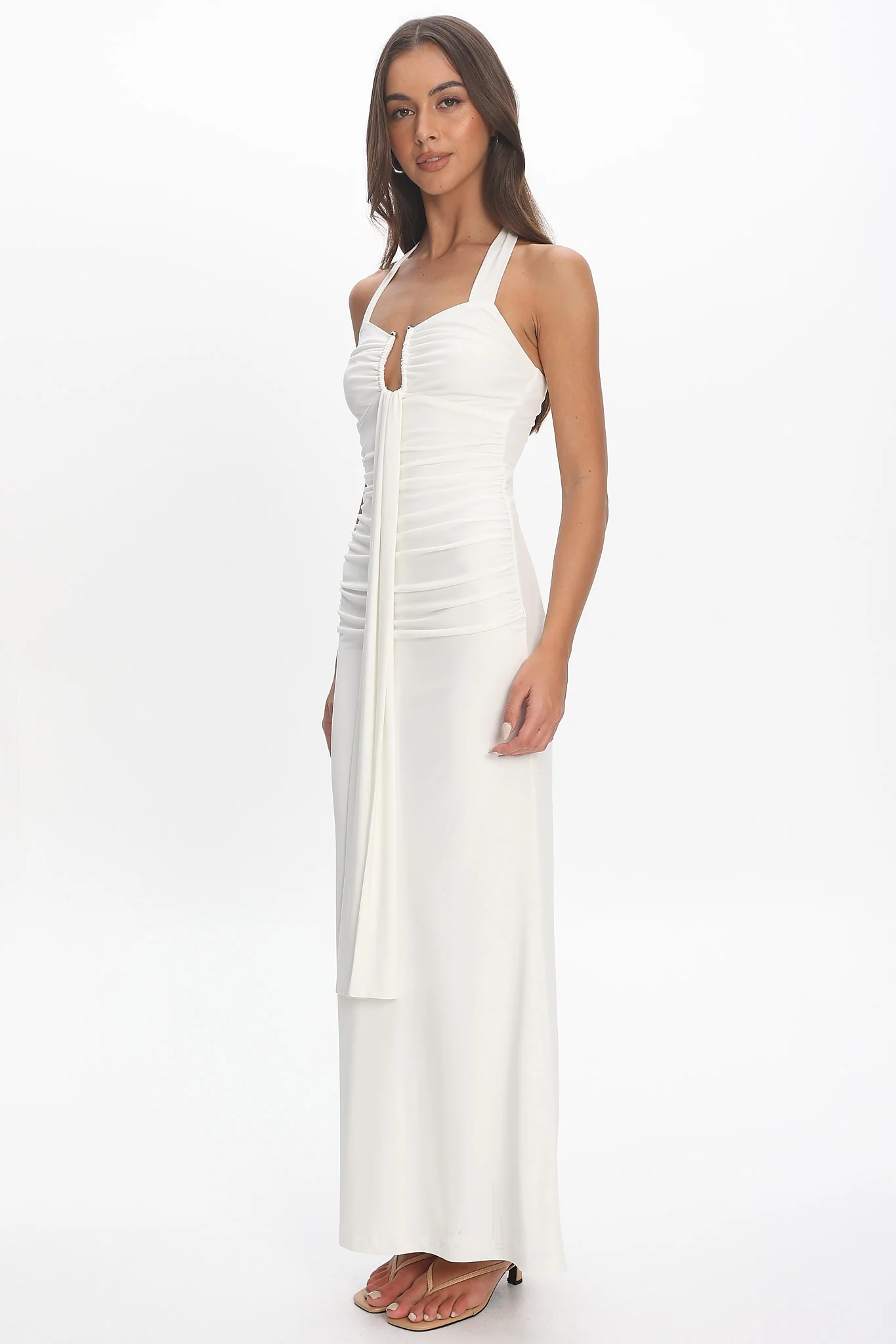 Opera Drape Bust Maxi Dress White - Image 5