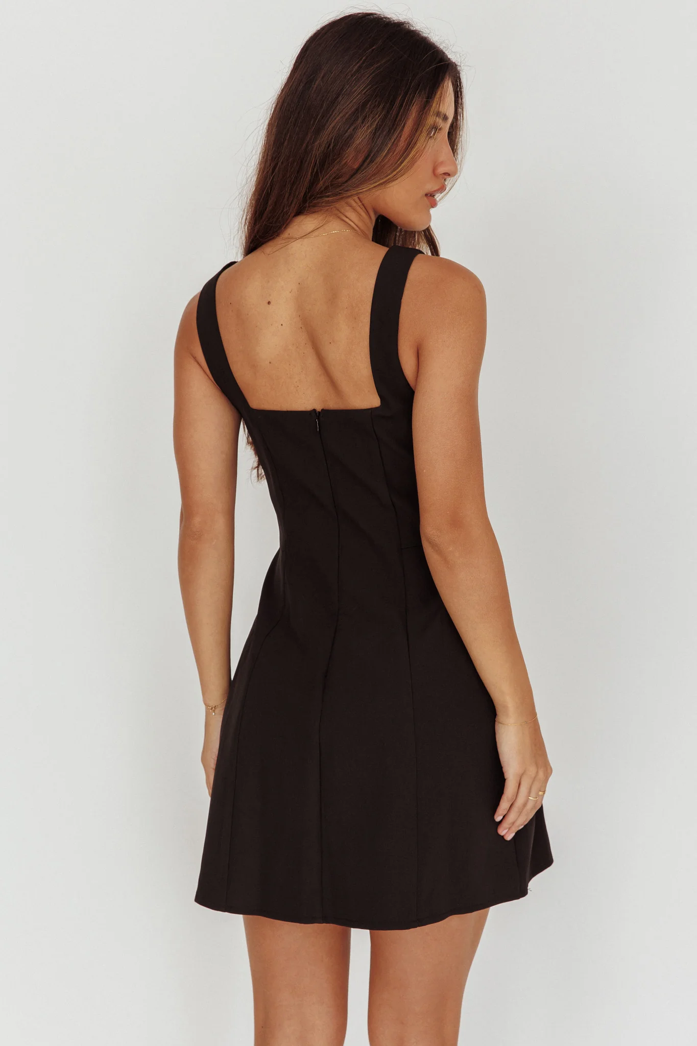 Opulent Button Front Mini Dress Black - Image 2