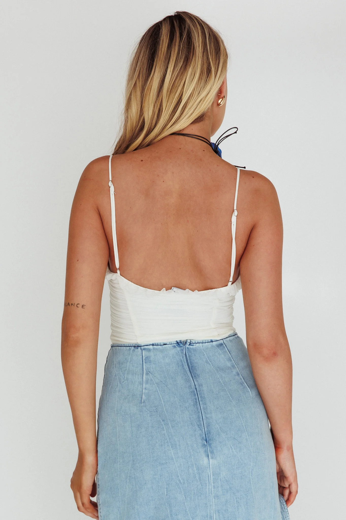 Orli Ruched Bodysuit White - Image 2