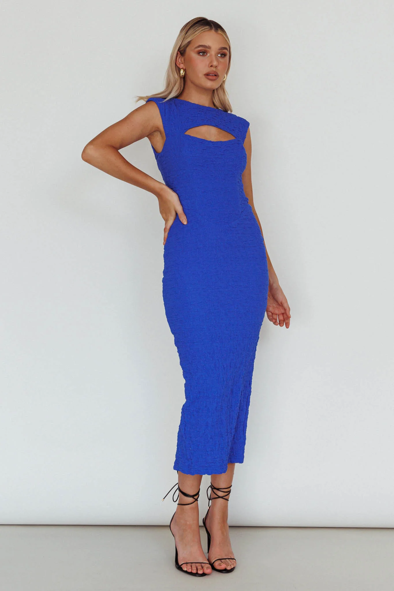 Osaka Lace-Up Back Midi Dress Cobalt - Image 3