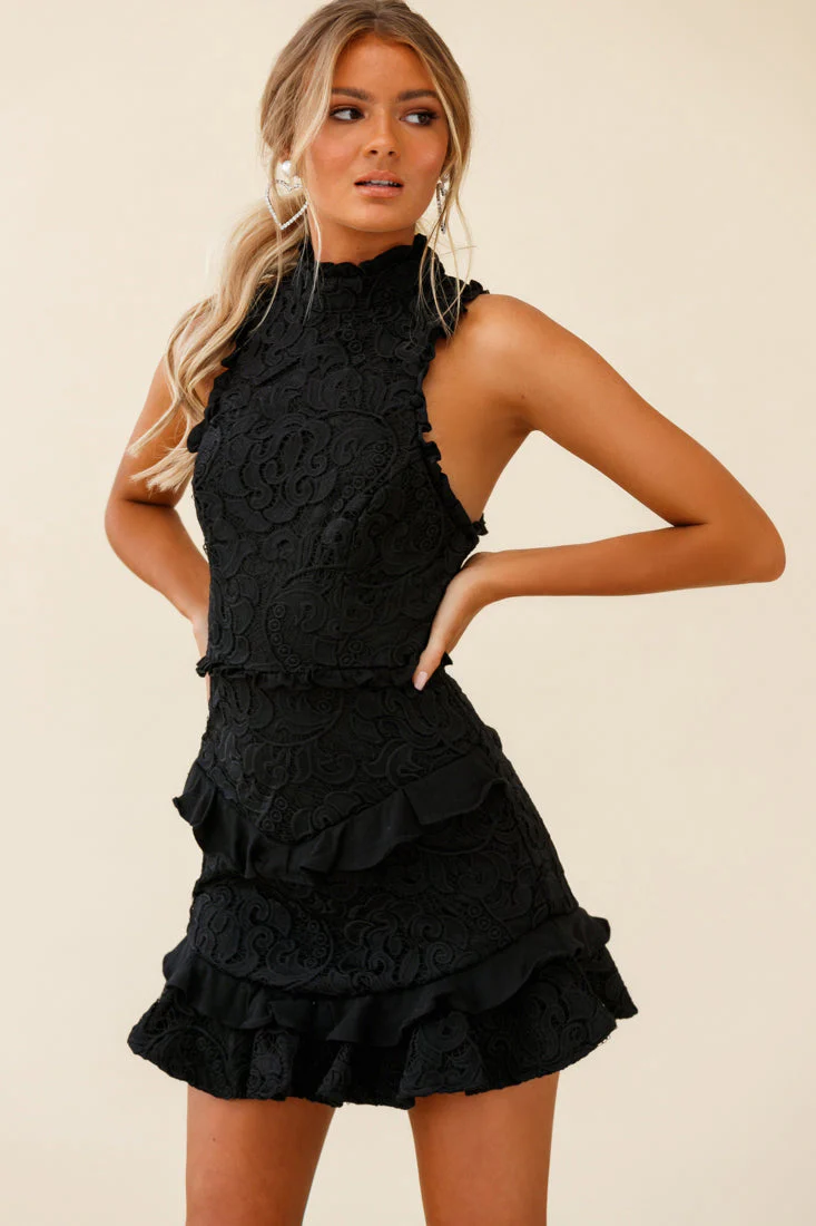 Osiris Sleeveless High Neck Lace Dress Black - Image 11