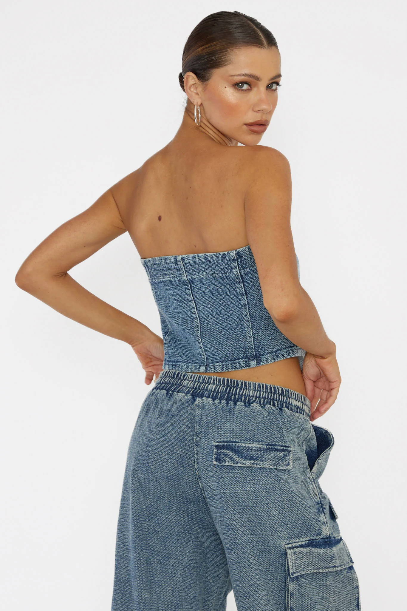 Out Of Touch Strapless Top Indigo - Image 2