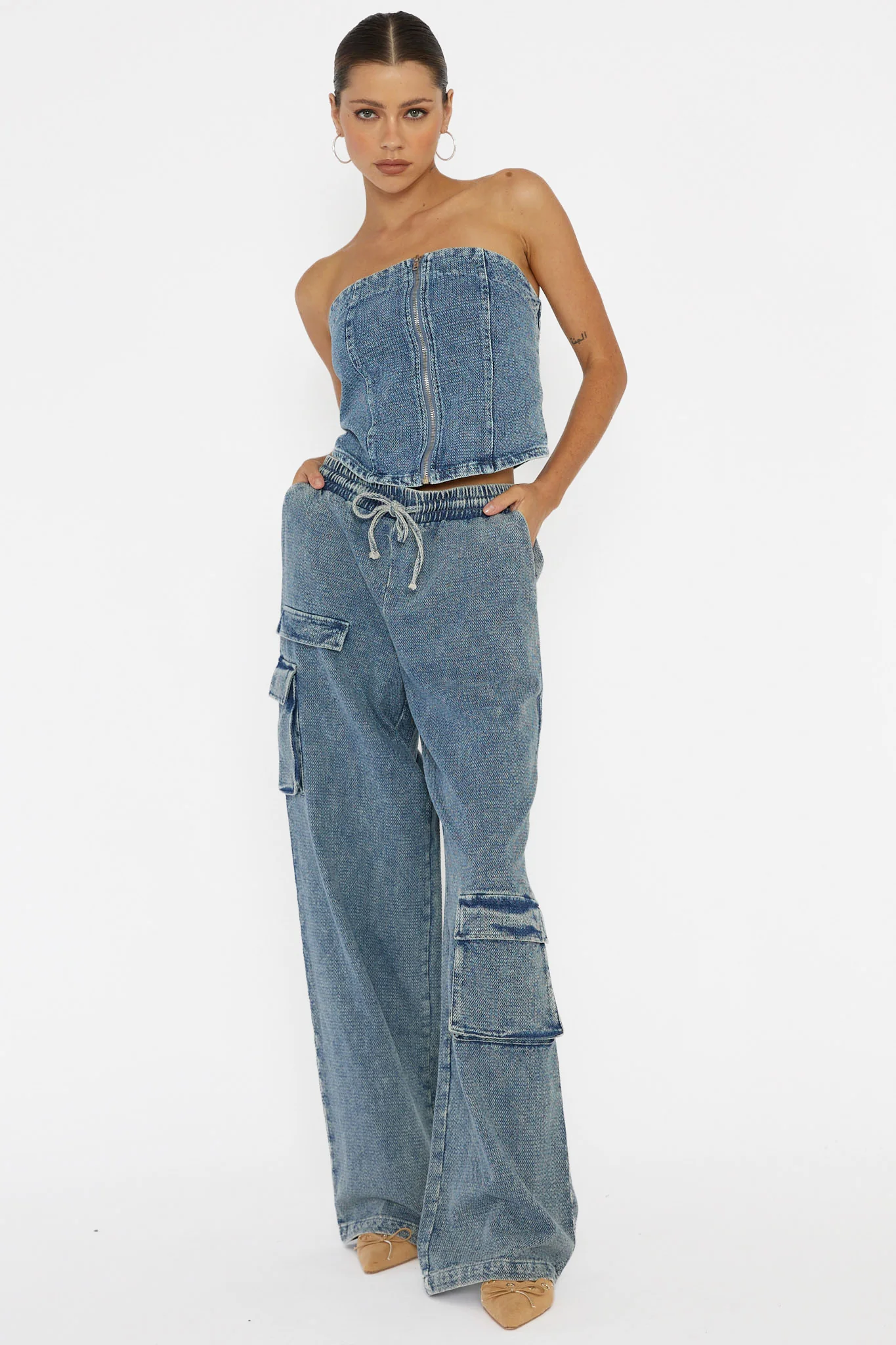 Out Of Touch Strapless Top Indigo - Image 3