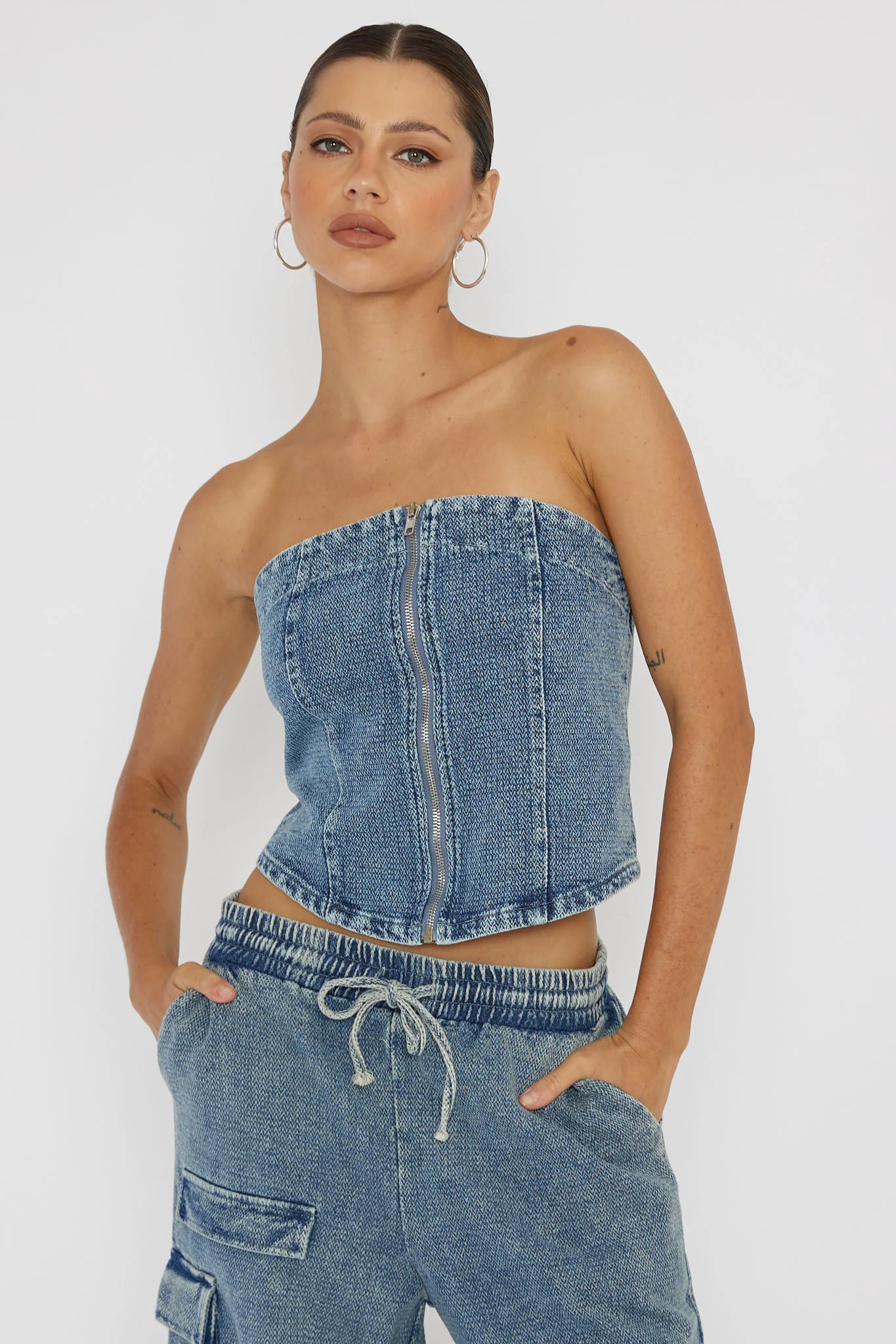 Out Of Touch Strapless Top Indigo - Image 5