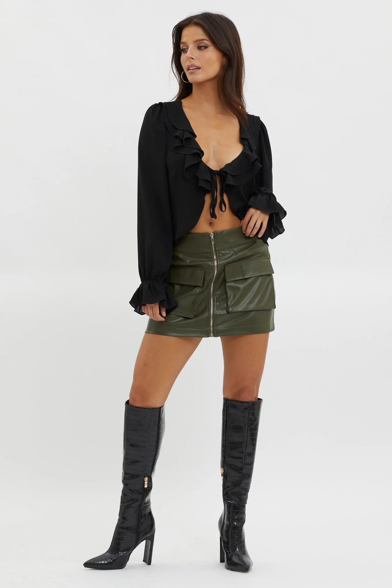 Pale Fire Tie Front Top Black - Image 4
