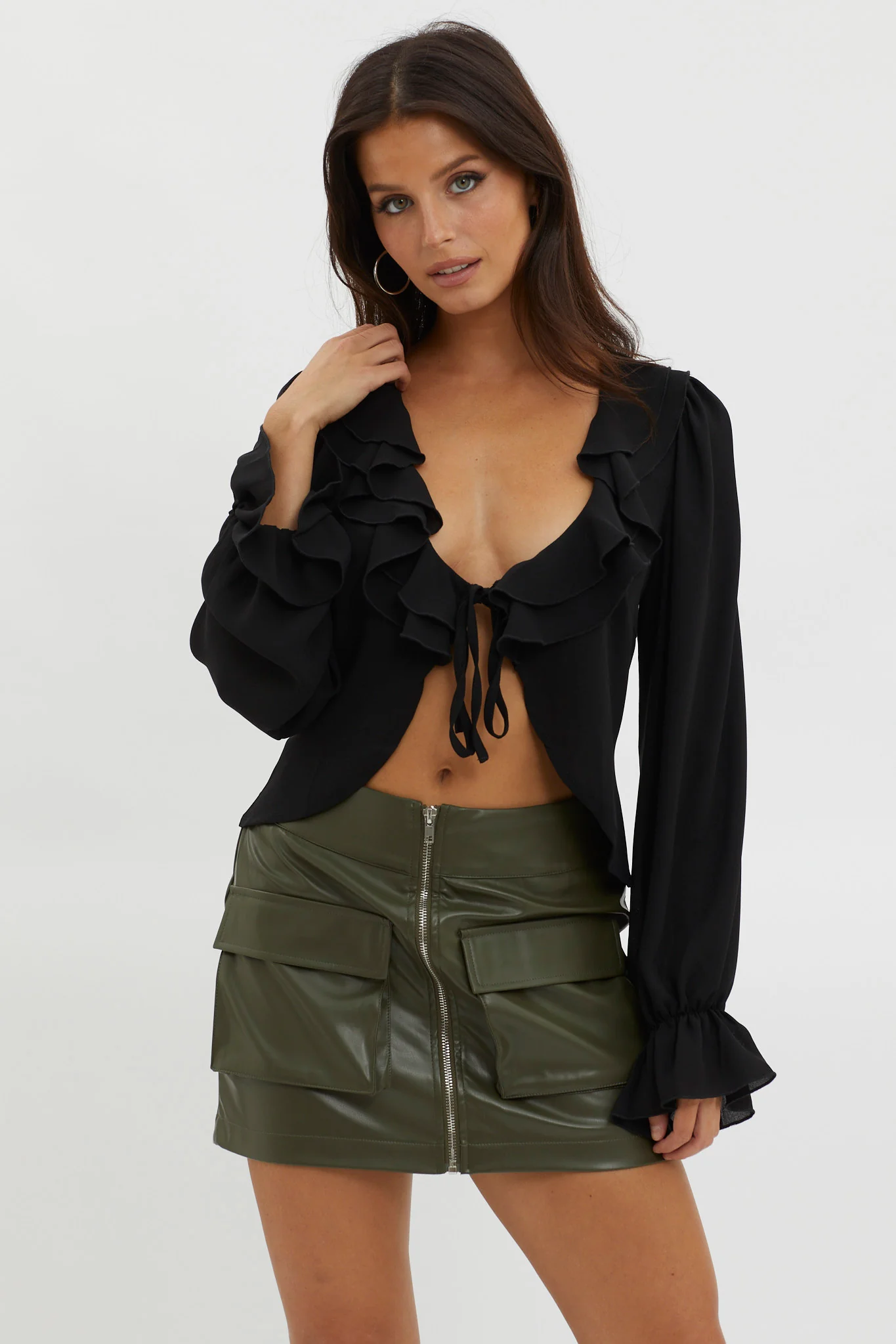 Pale Fire Tie Front Top Black - Image 5