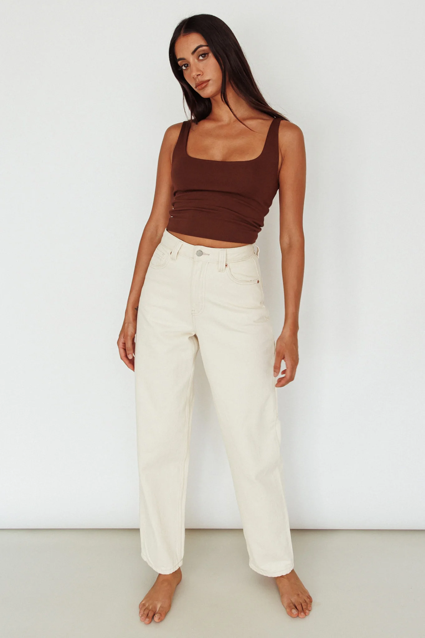 Pali U-Neckline Crop Top Brown - Image 7
