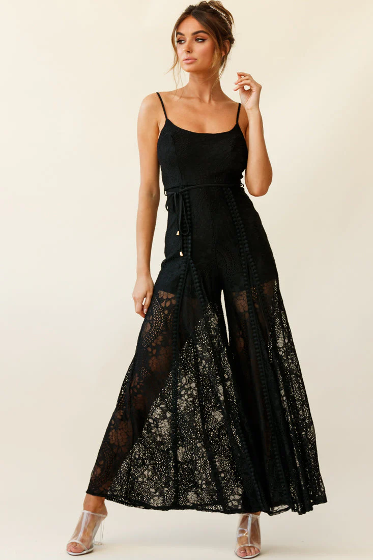 Palm Springs Lace Jumpsuit Black - Image 3