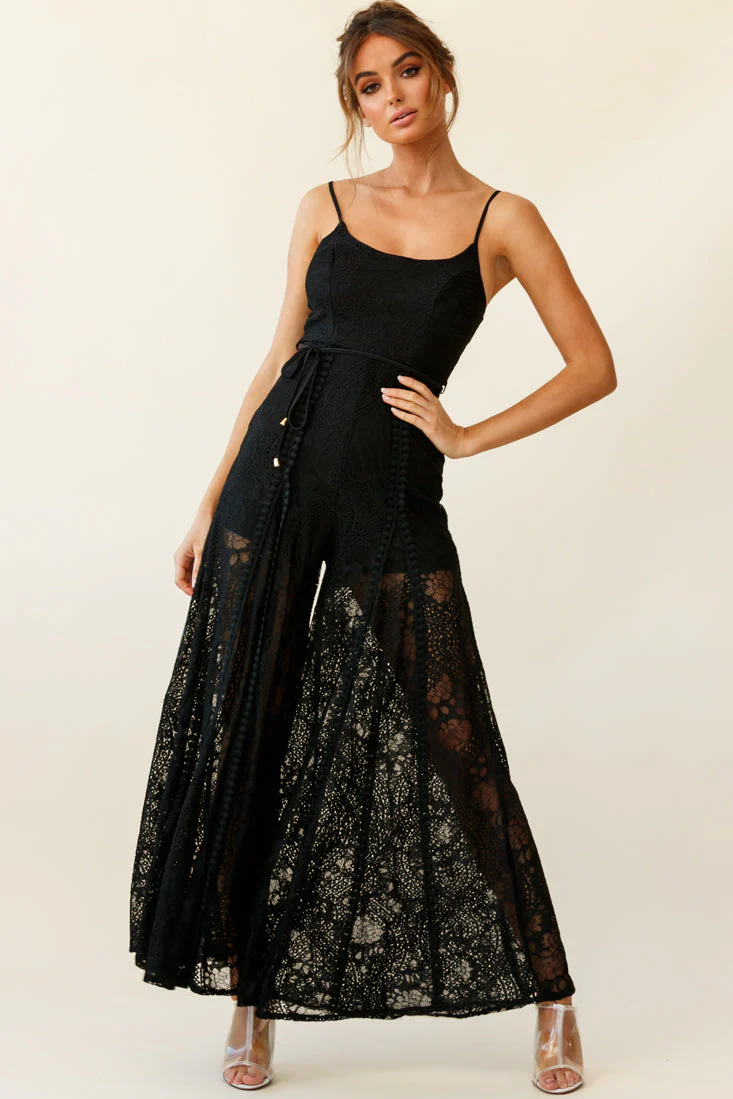 Palm Springs Lace Jumpsuit Black - Image 4