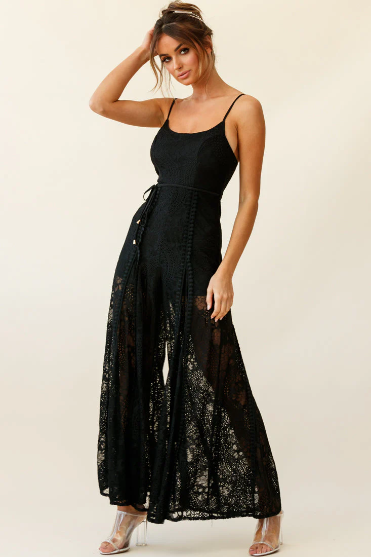 Palm Springs Lace Jumpsuit Black - Image 7