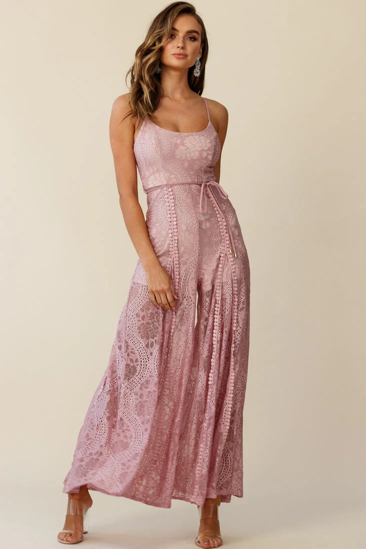 Palm Springs Lace Jumpsuit Blush Pink - Image 2