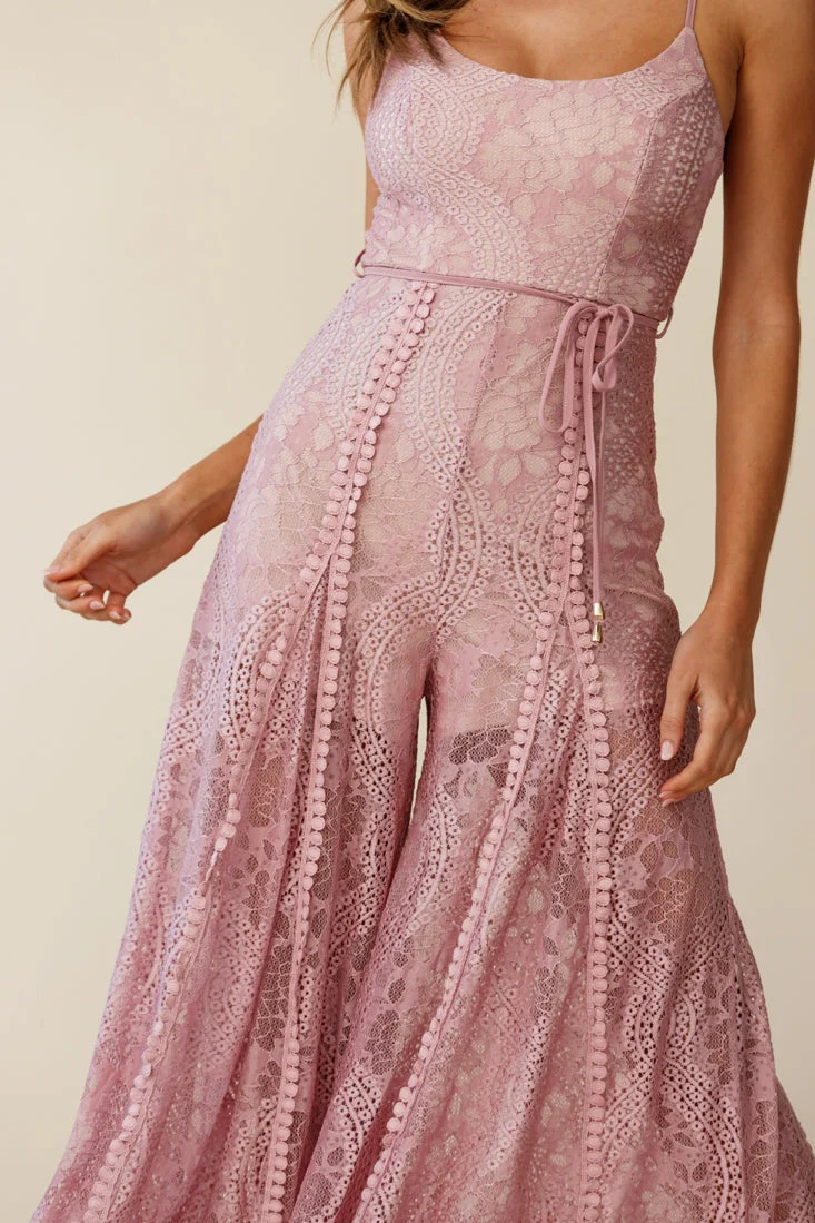 Palm Springs Lace Jumpsuit Blush Pink - Image 4