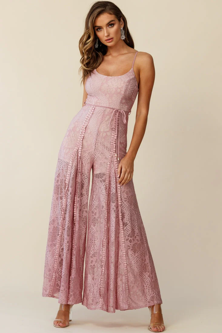 Palm Springs Lace Jumpsuit Blush Pink - Image 5