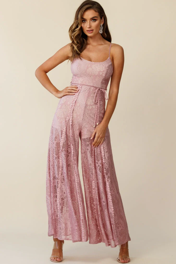 Palm Springs Lace Jumpsuit Blush Pink - Image 6