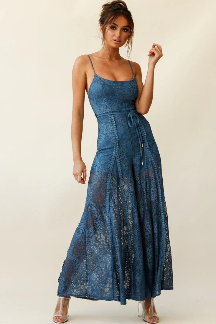 Palm Springs Lace Jumpsuit Midnight Blue - Image 2