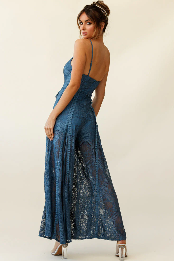 Palm Springs Lace Jumpsuit Midnight Blue - Image 3