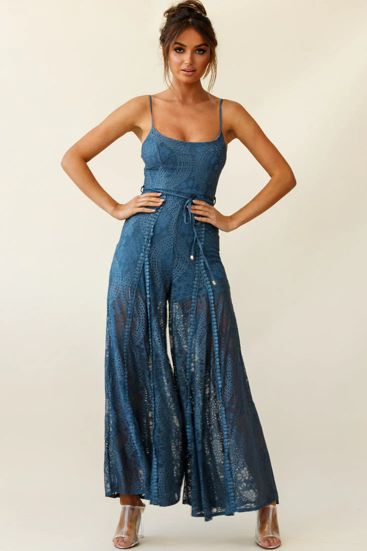 Palm Springs Lace Jumpsuit Midnight Blue - Image 5