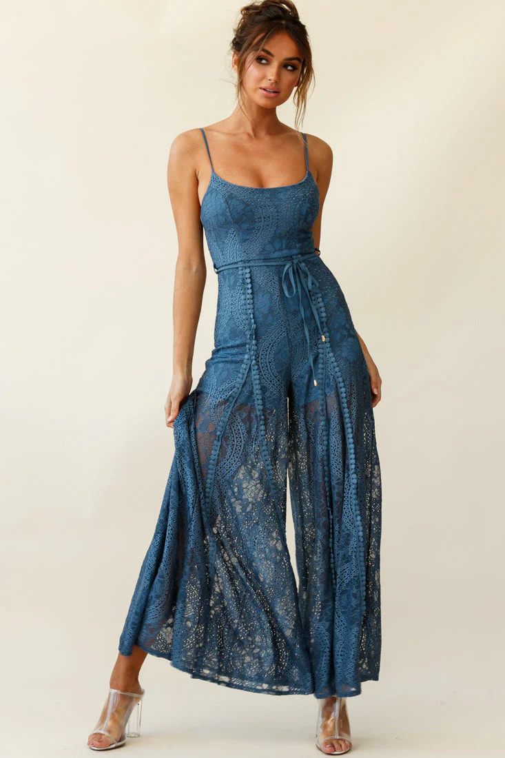 Palm Springs Lace Jumpsuit Midnight Blue - Image 6