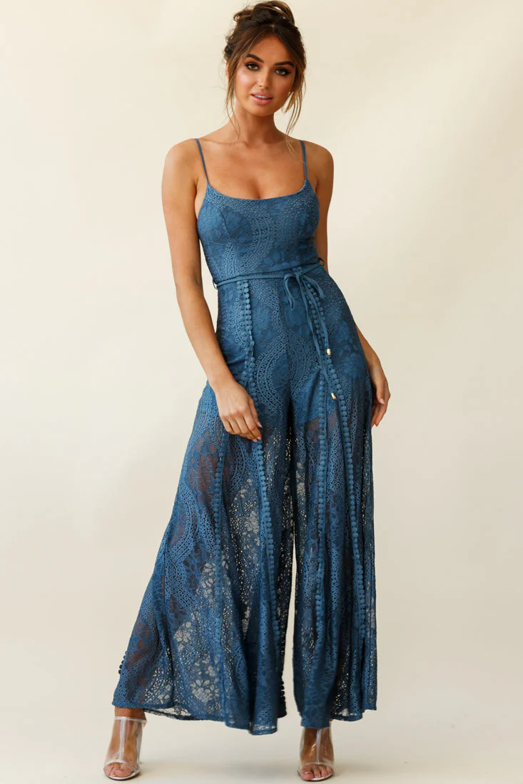 Palm Springs Lace Jumpsuit Midnight Blue - Image 7