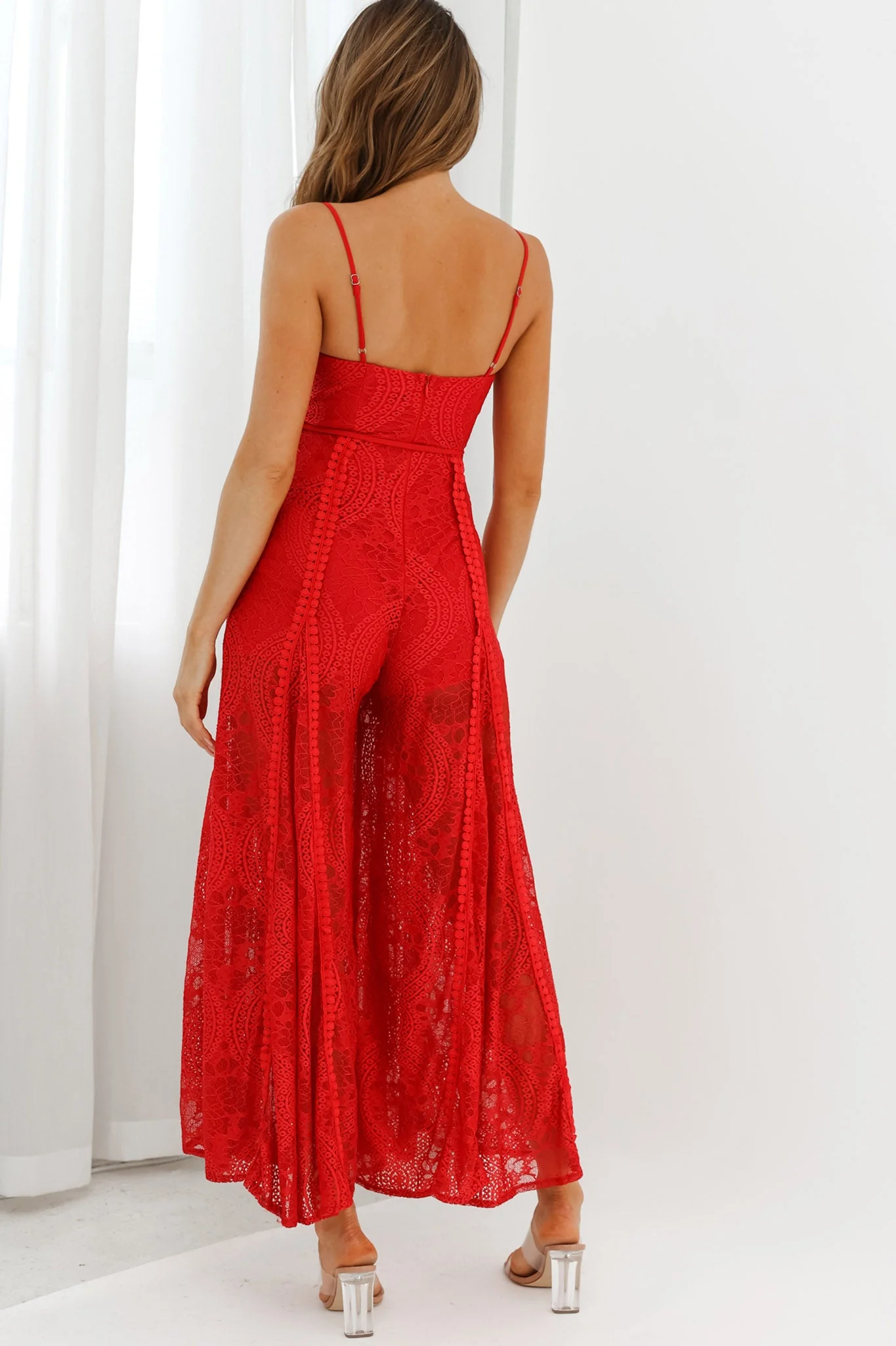 Palm Springs Lace Jumpsuit Red - Image 2