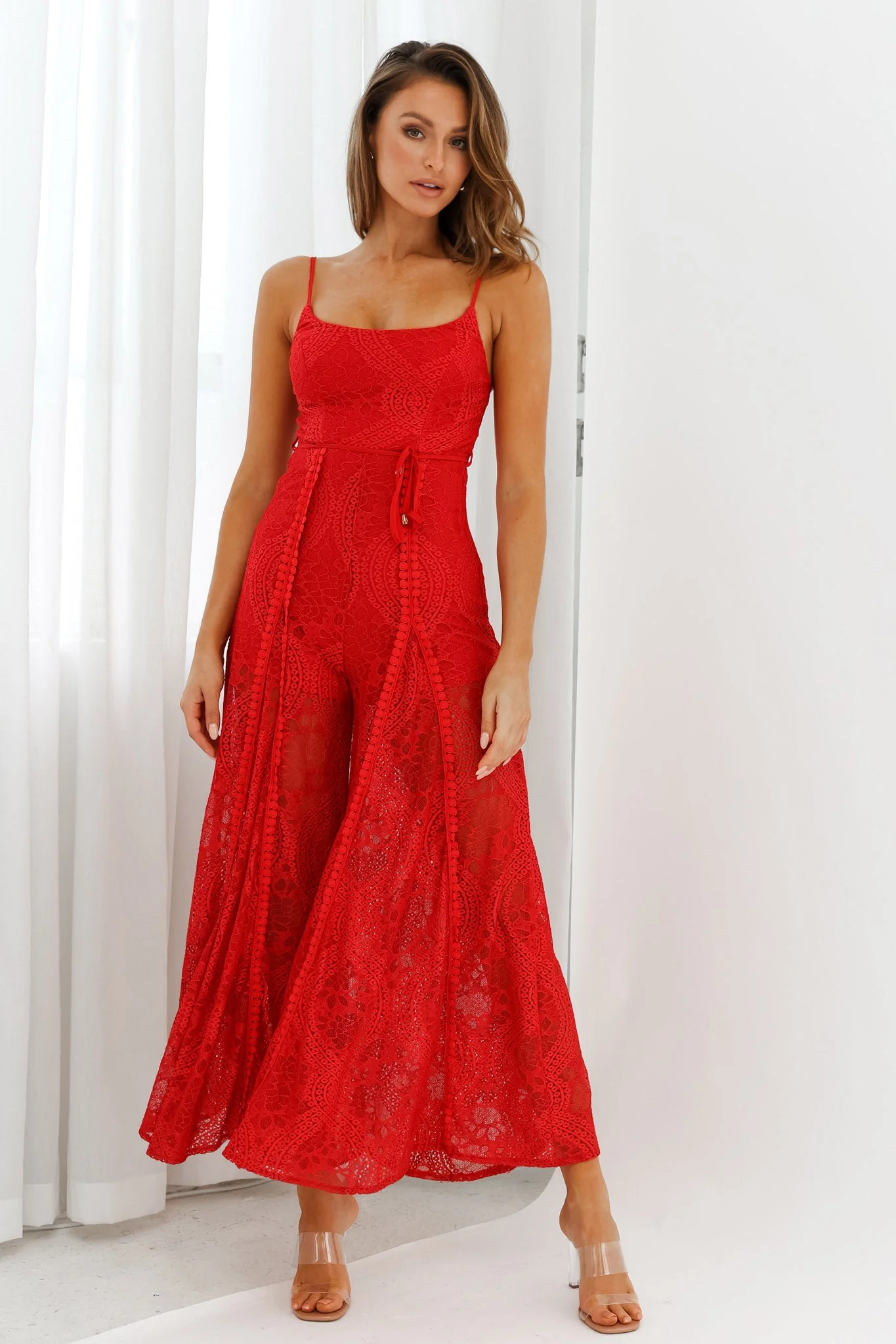 Palm Springs Lace Jumpsuit Red - Image 5