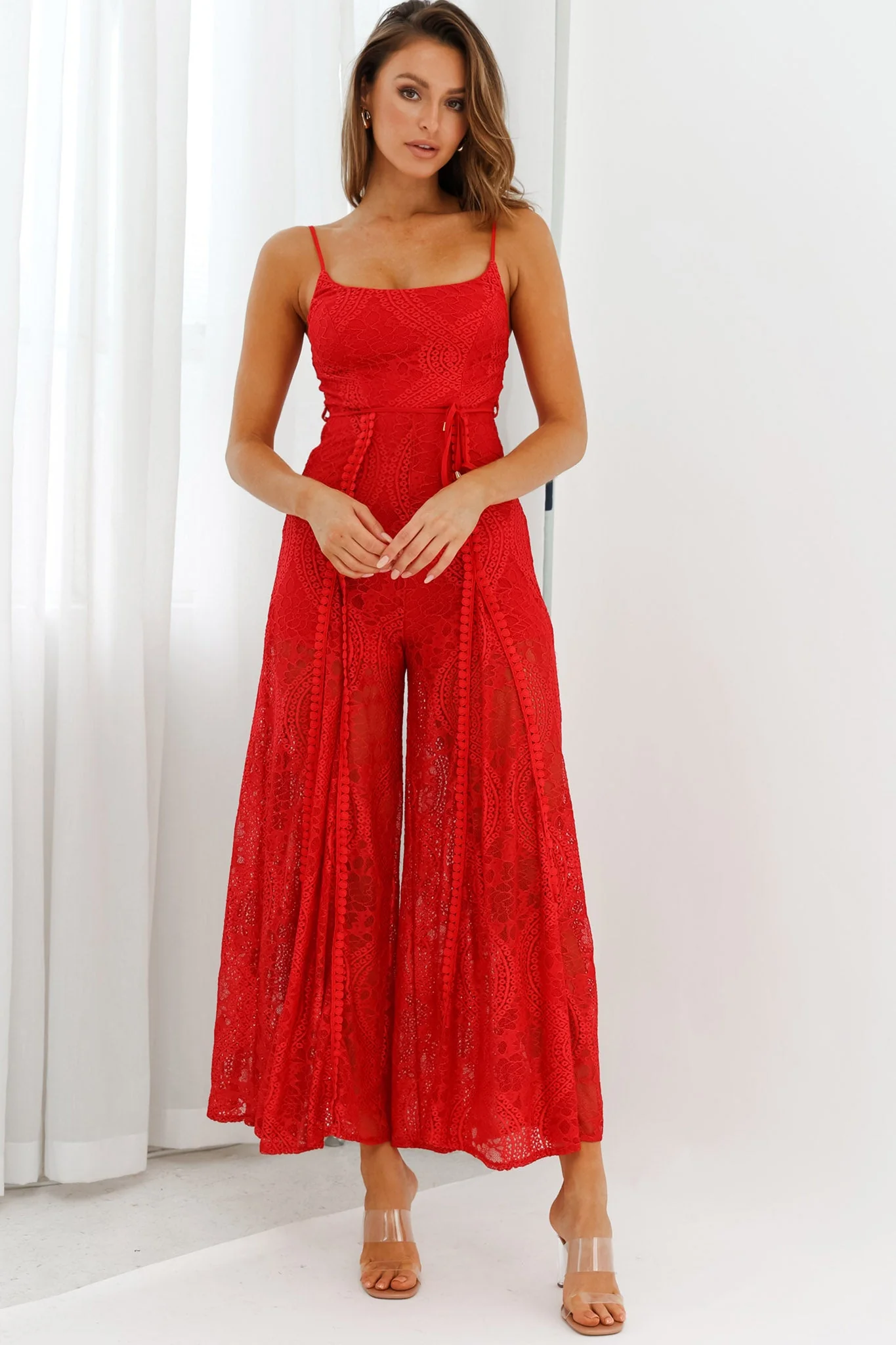 Palm Springs Lace Jumpsuit Red - Image 6
