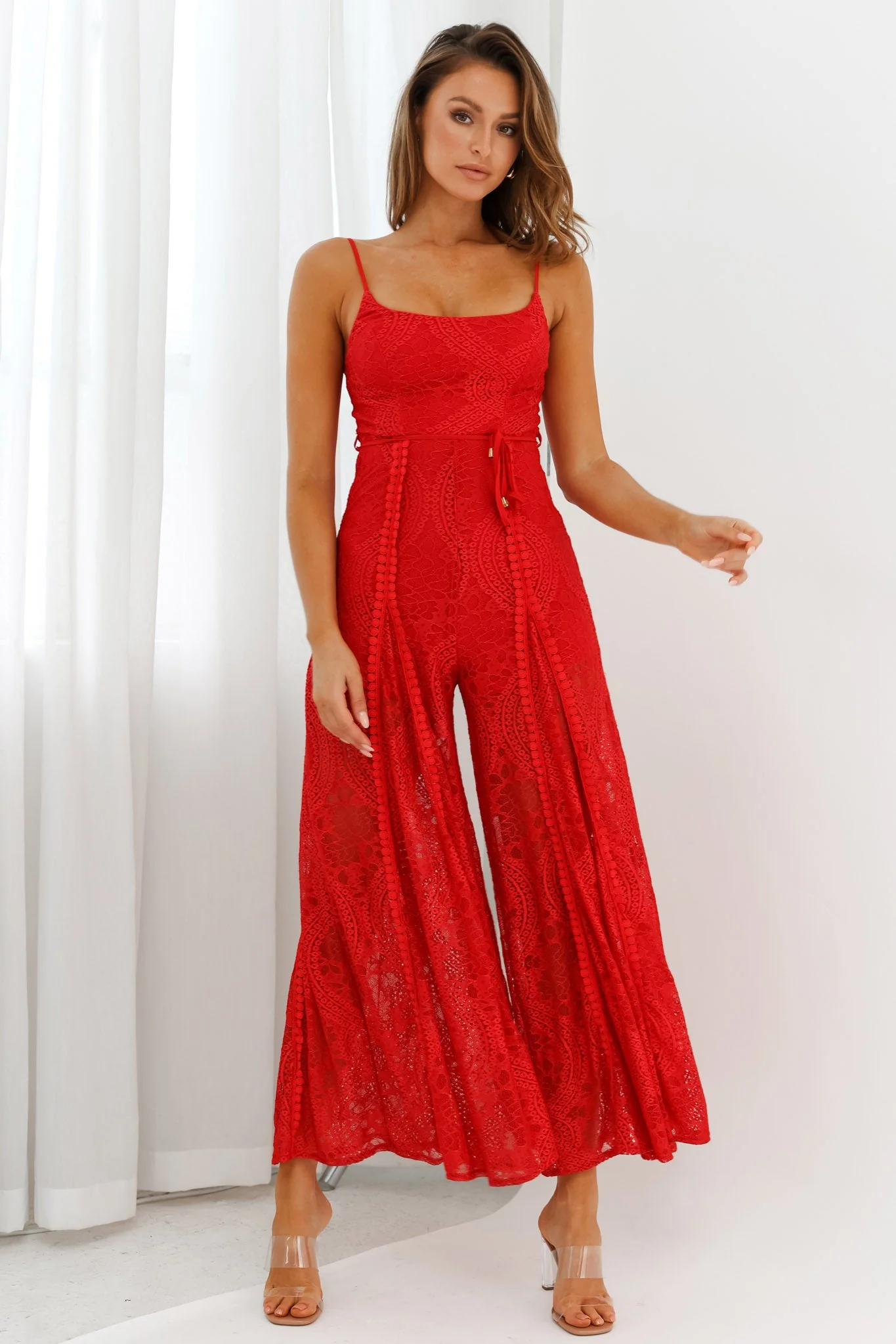 Palm Springs Lace Jumpsuit Red - Image 7