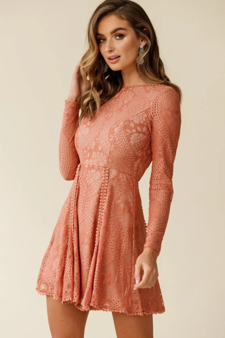 Palm Springs Lace Overlay Low Back Dress Rose - Image 2