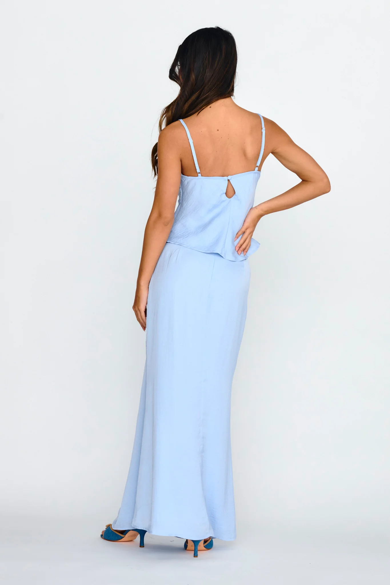 Pammy Lace Trim Maxi Skirt Cloud Blue - Image 4