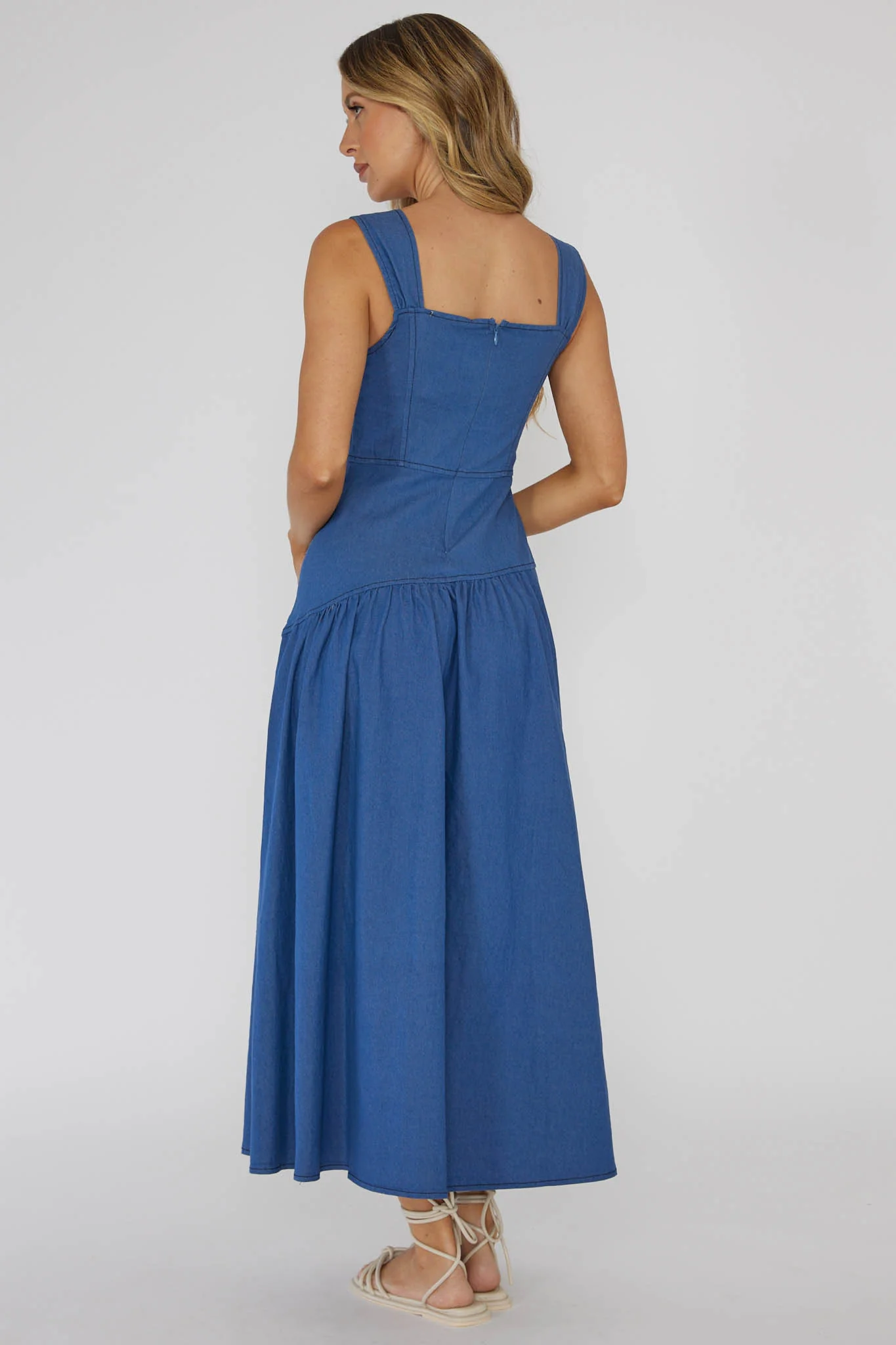 Pansy Flounce Hem Maxi Dress Blue - Image 2